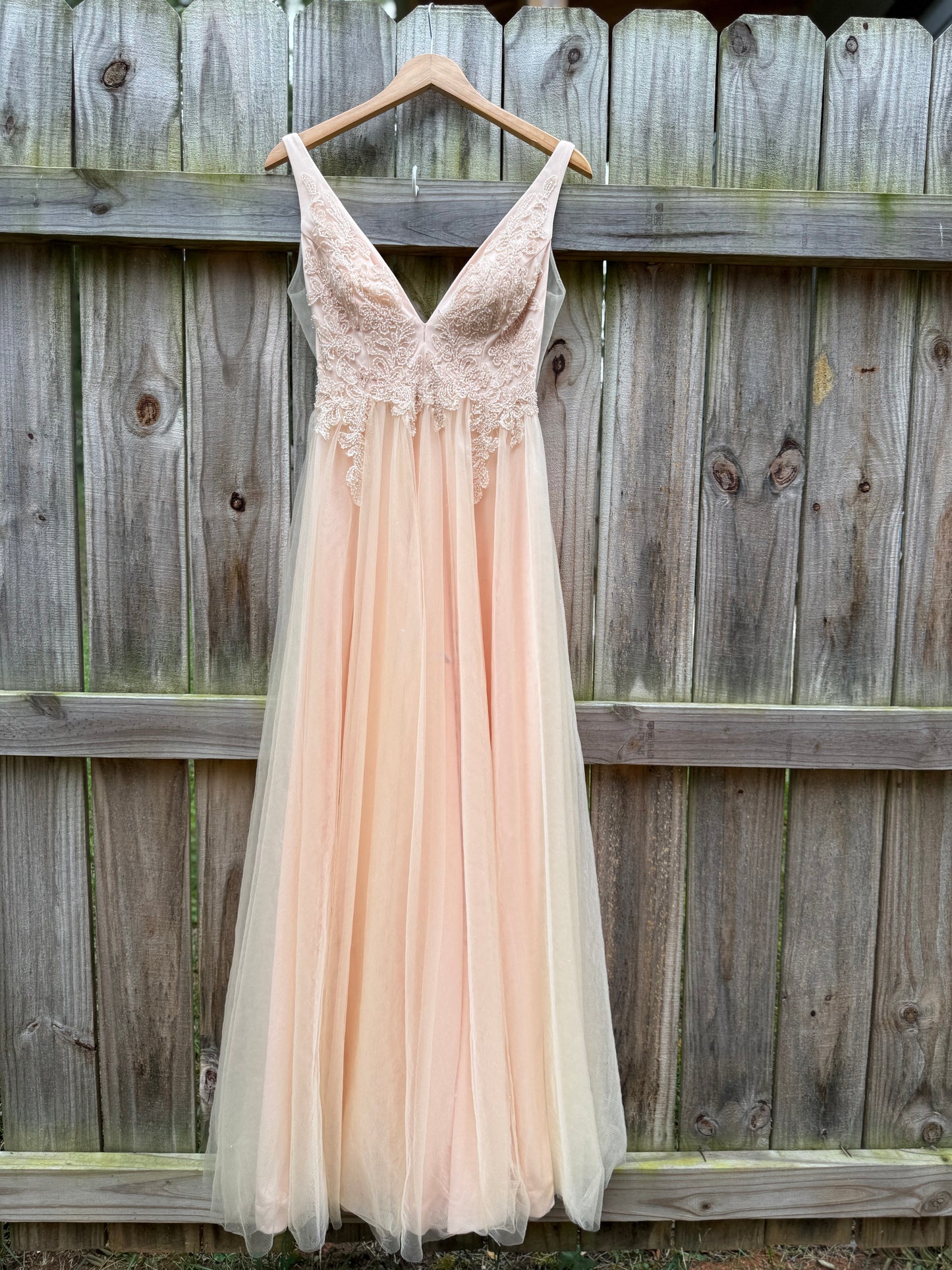 GB Blush Lace &amp; Tulle Maxi Dress