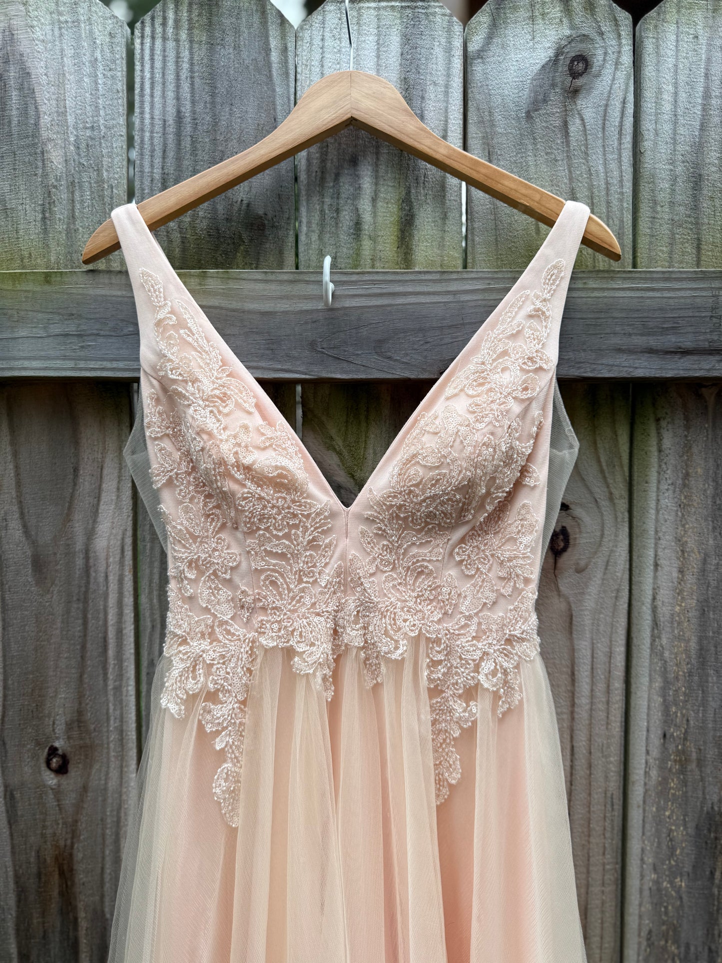 GB Blush Lace &amp; Tulle Maxi Dress