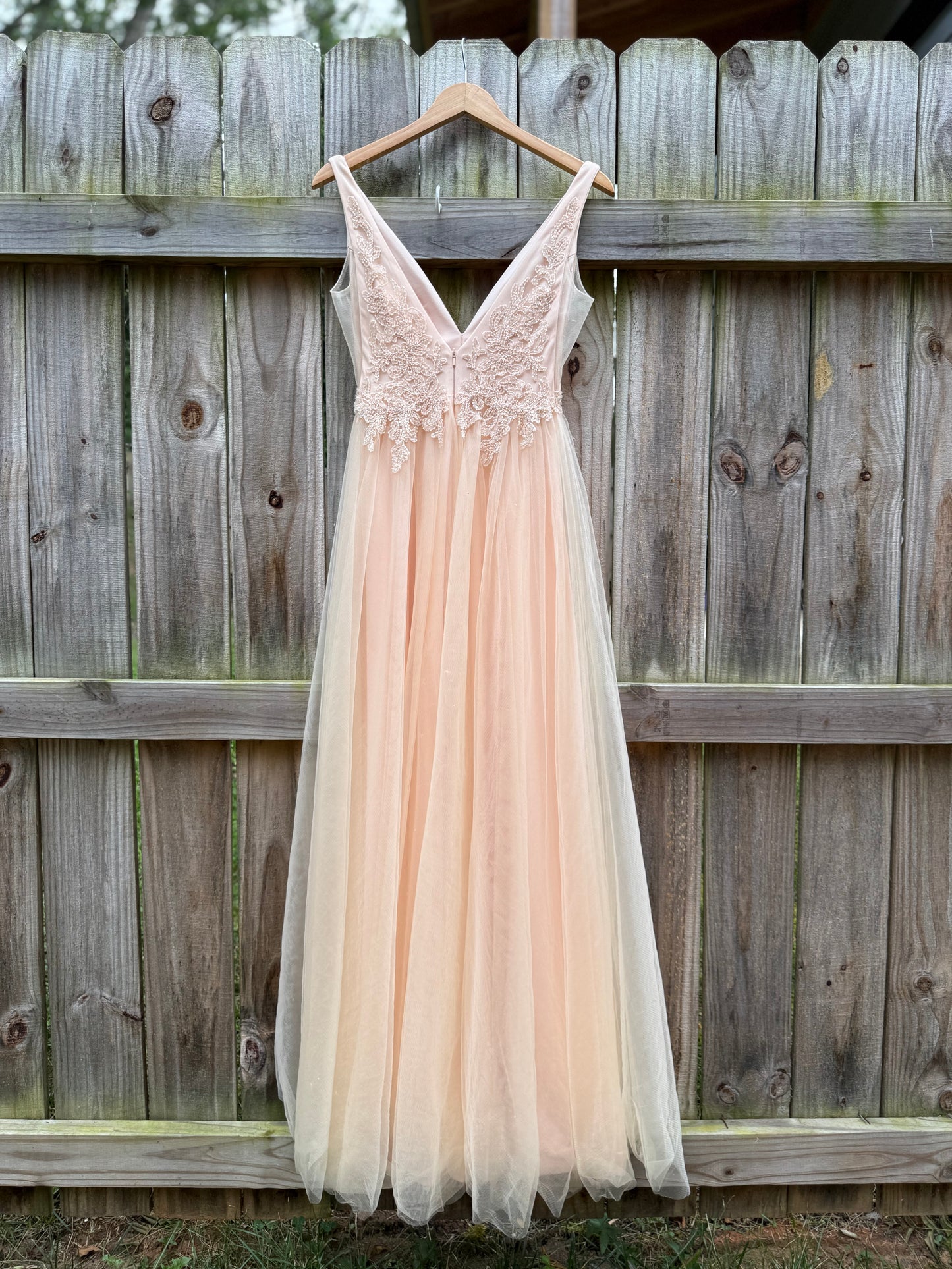 GB Blush Lace &amp; Tulle Maxi Dress