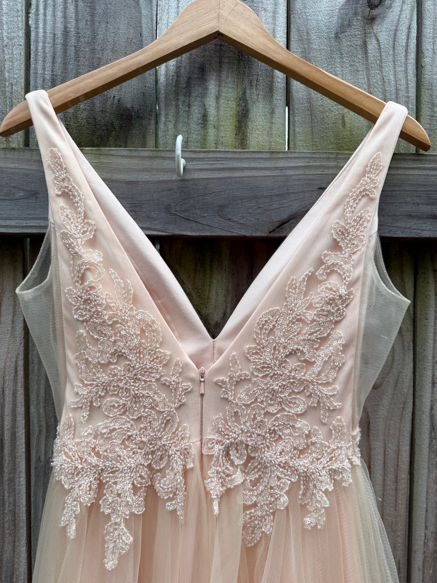 GB Blush Lace &amp; Tulle Maxi Dress