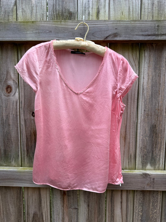 Vintage Hand Dyed Blush Silk Tee | Tahari