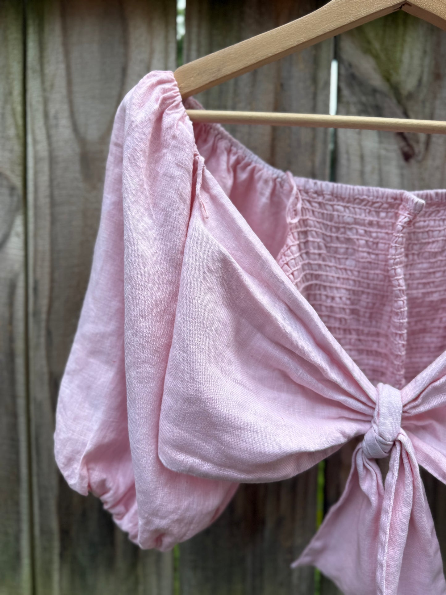 Sunday Honey One-of-a-Kind Hand Dyed Linen Tie Front Crop Top