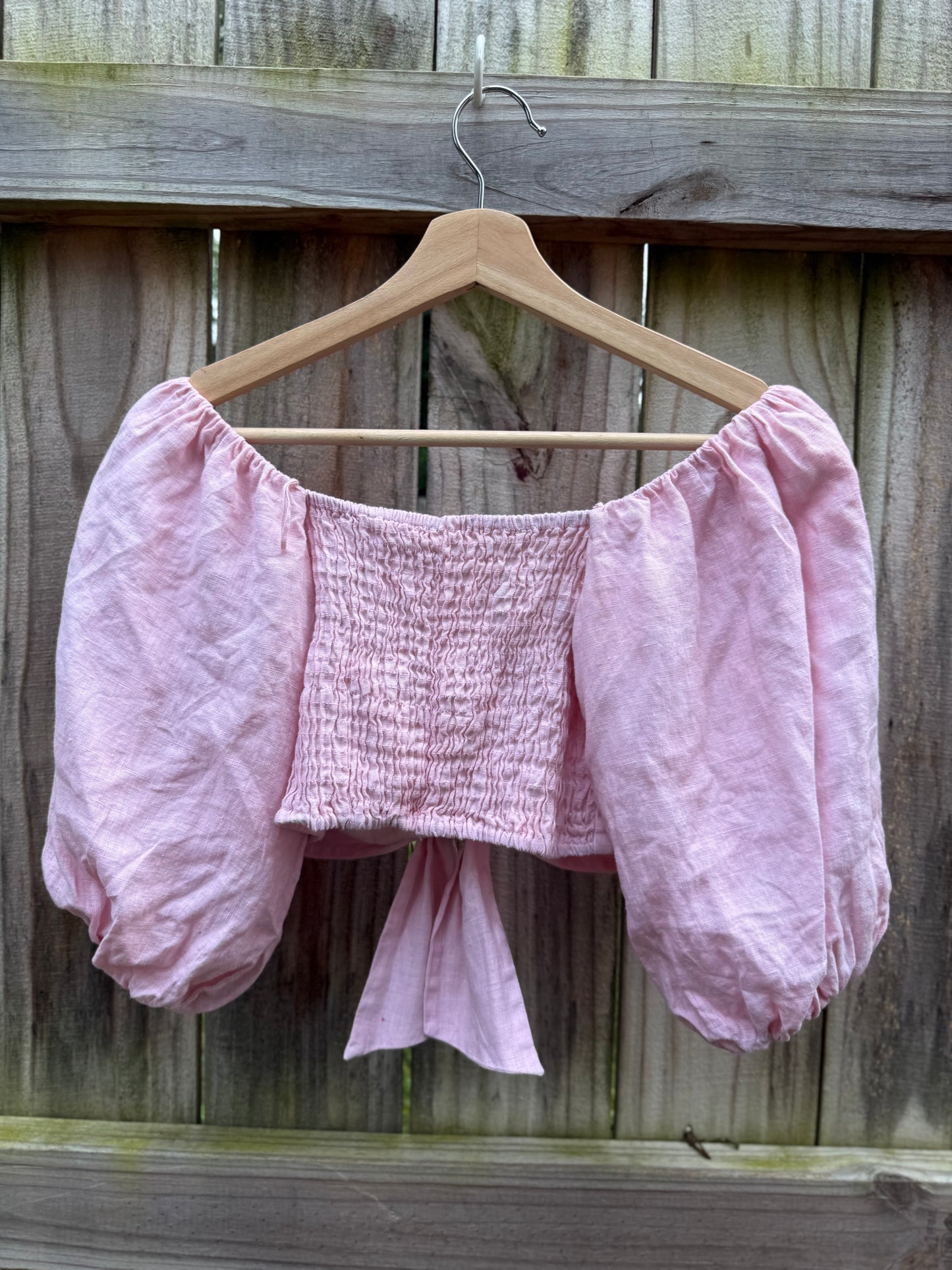 Sunday Honey One-of-a-Kind Hand Dyed Linen Tie Front Crop Top