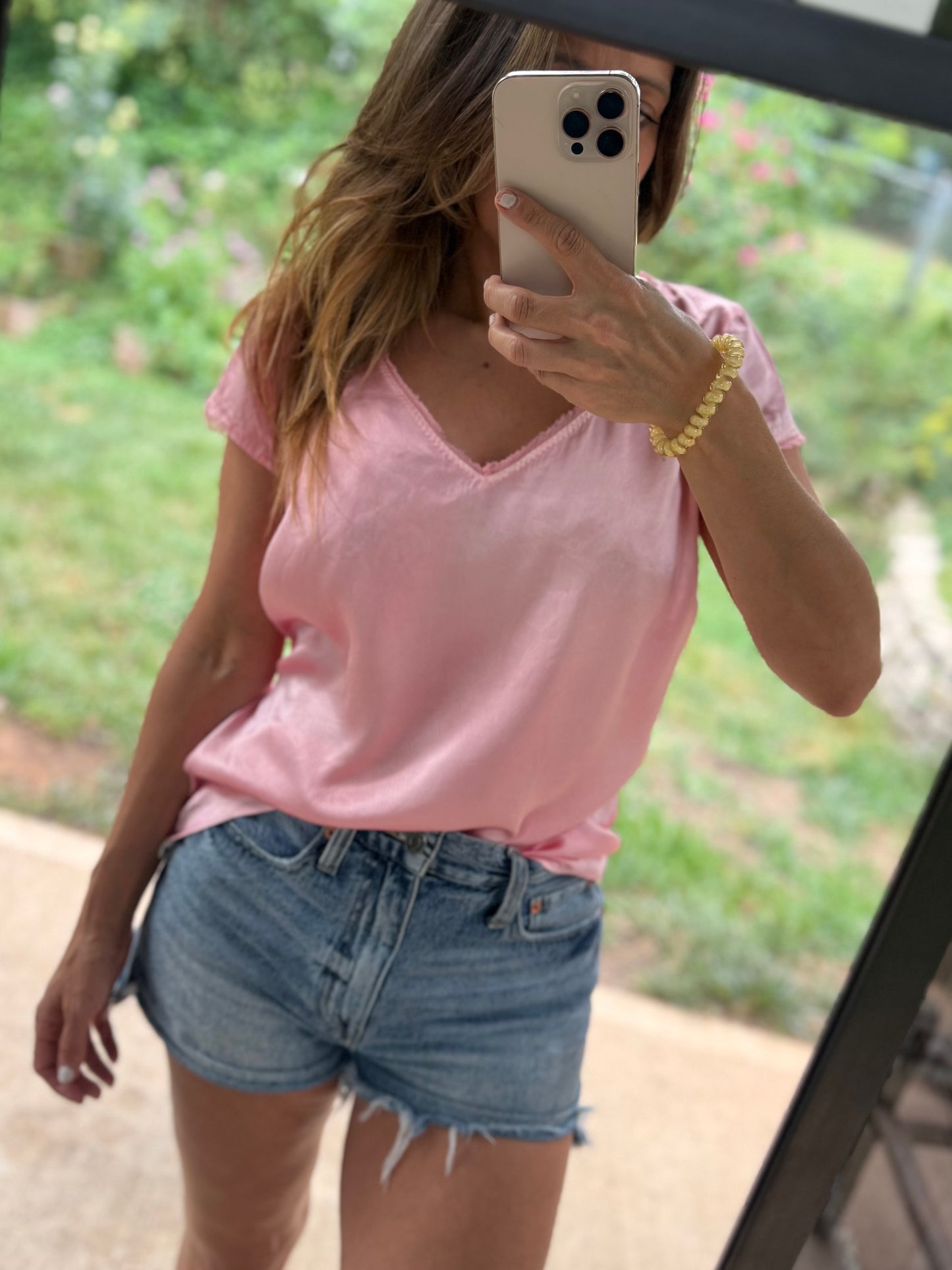 Vintage Hand Dyed Blush Silk Tee | Tahari