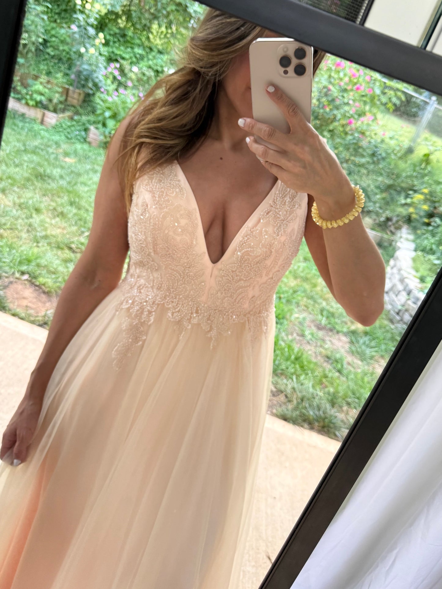 GB Blush Lace &amp; Tulle Maxi Dress