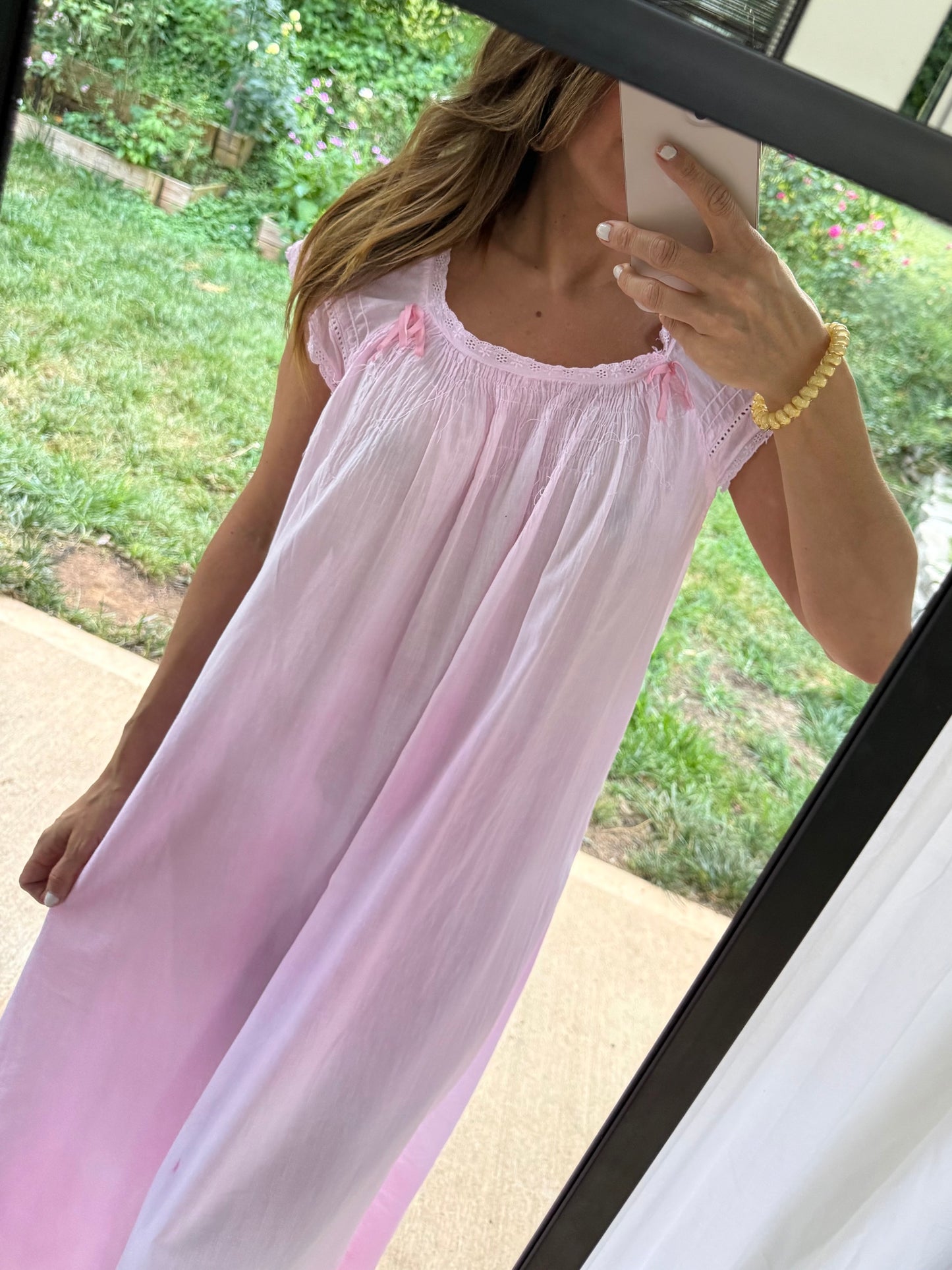 Hand-Dyed Pink Heirloom Cotton Nightgown | Iwana