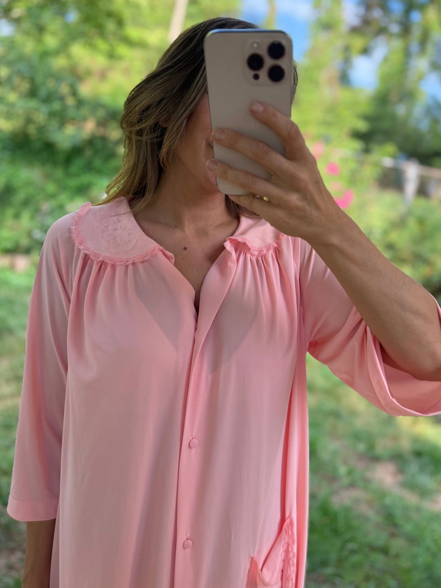 Vintage Bubblegum Pink Lounge Shirt Dress