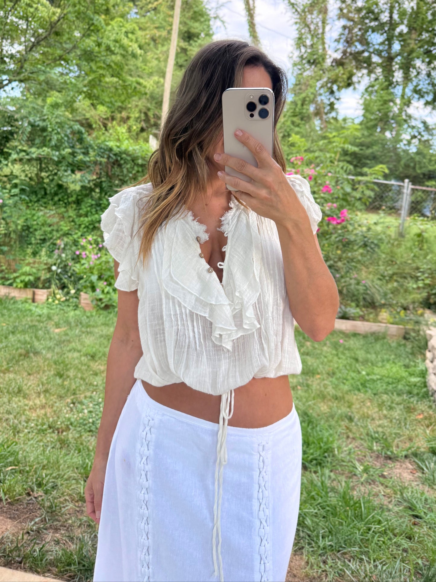 Free People FP One Cotton Gauze Ruffle Top
