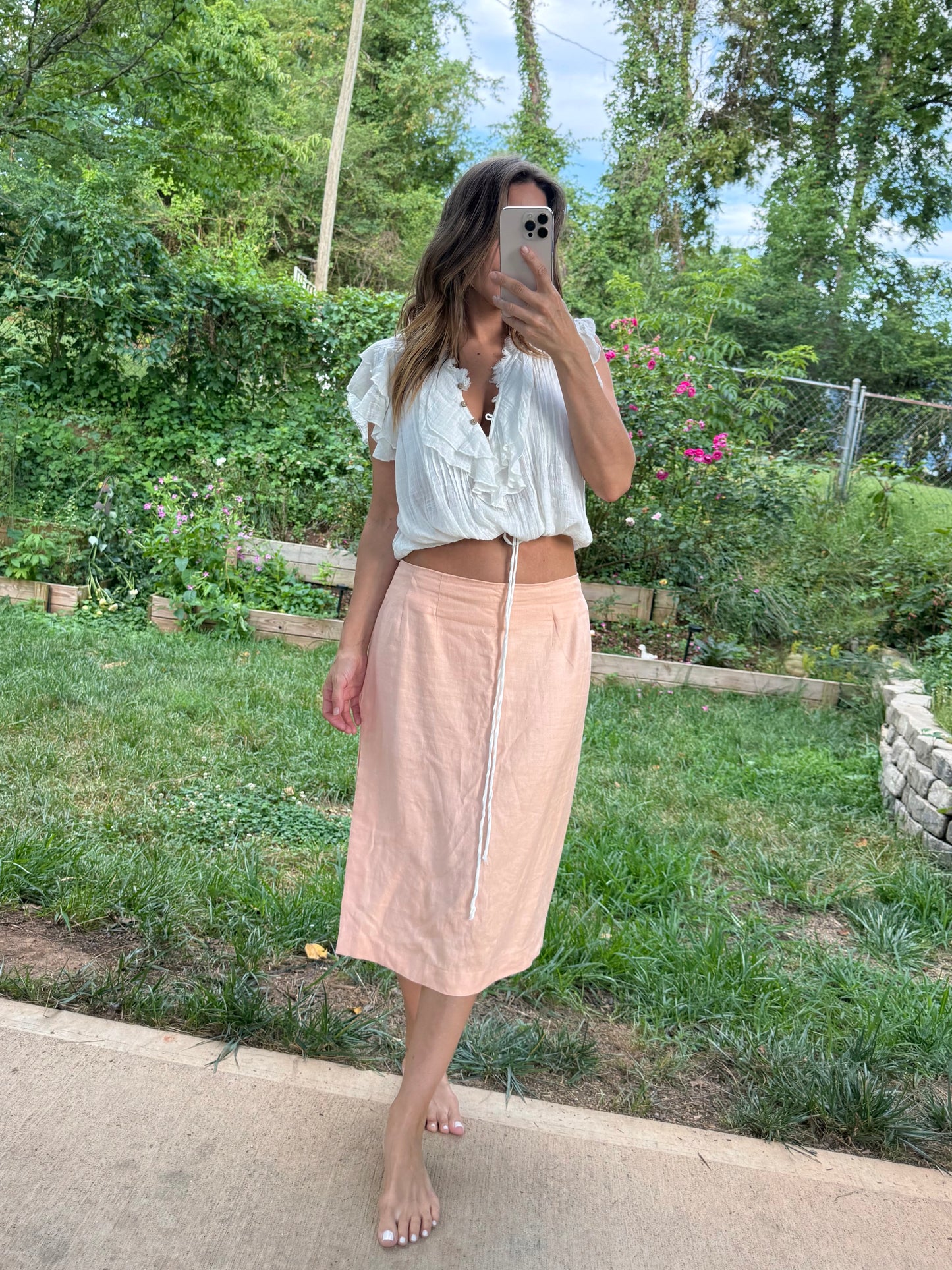 Vintage Bill Blass Linen Midi Skirt
