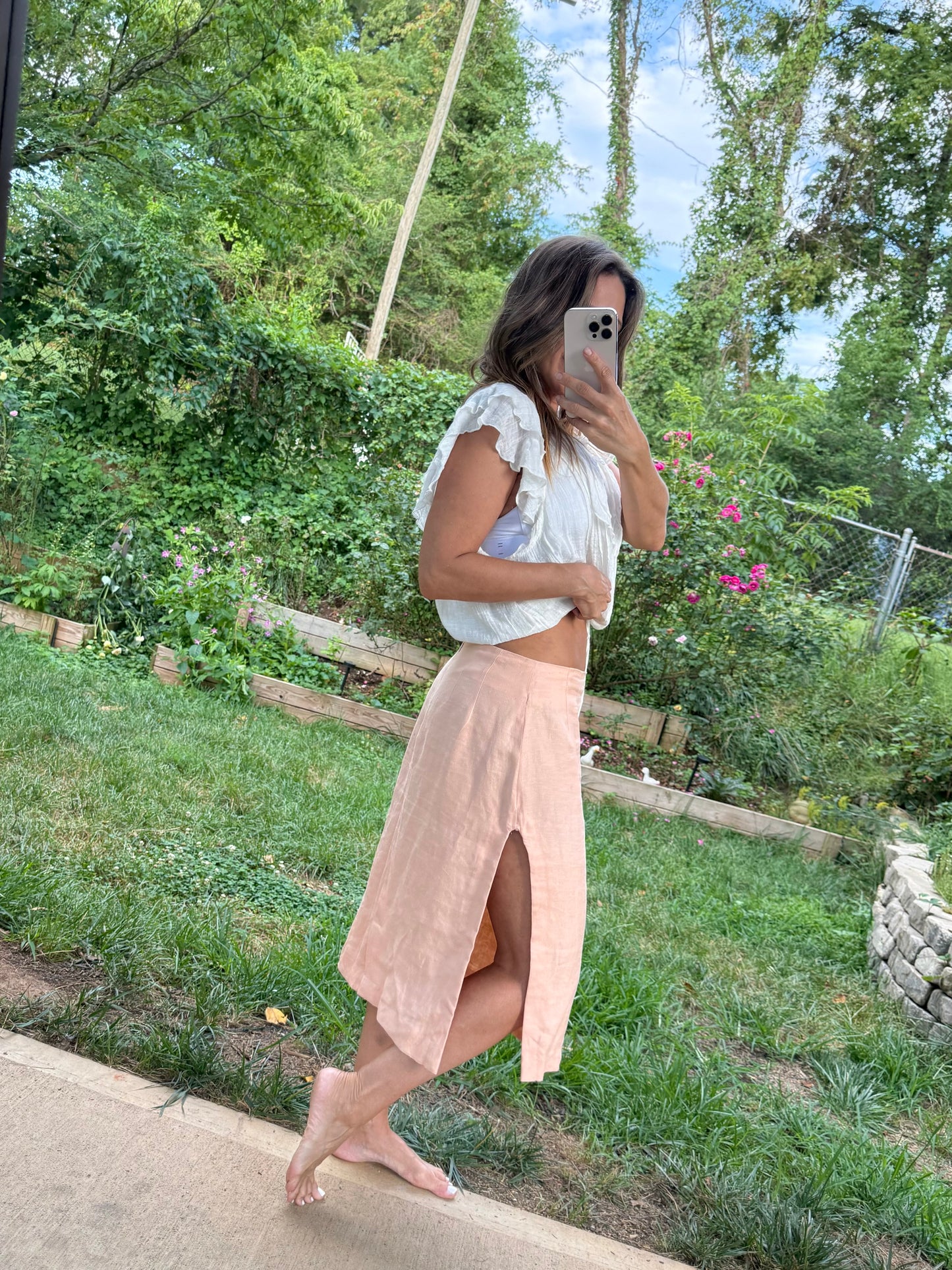 Vintage Bill Blass Linen Midi Skirt