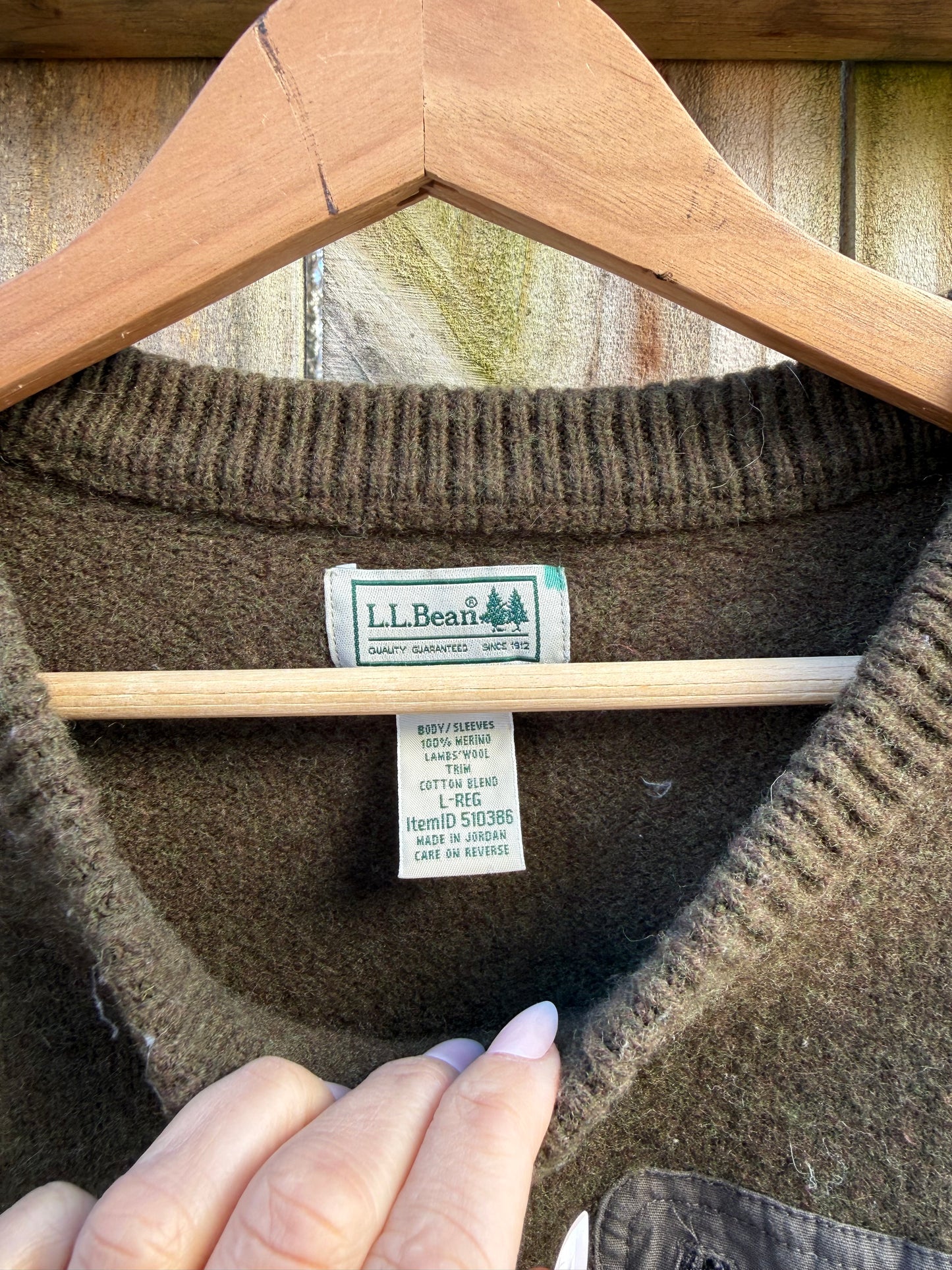 L.L.Bean Merino Wool Utility Pocket Sweater – Olive