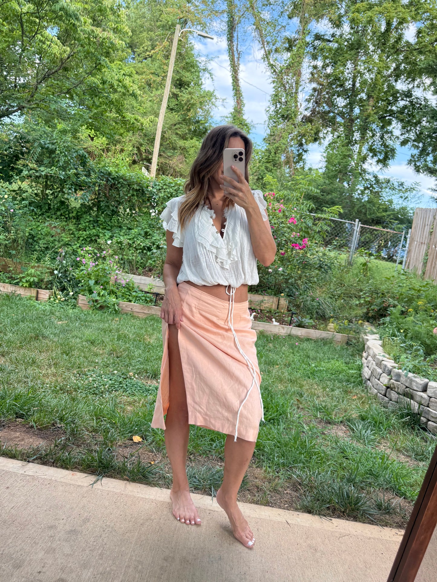 Vintage Bill Blass Linen Midi Skirt