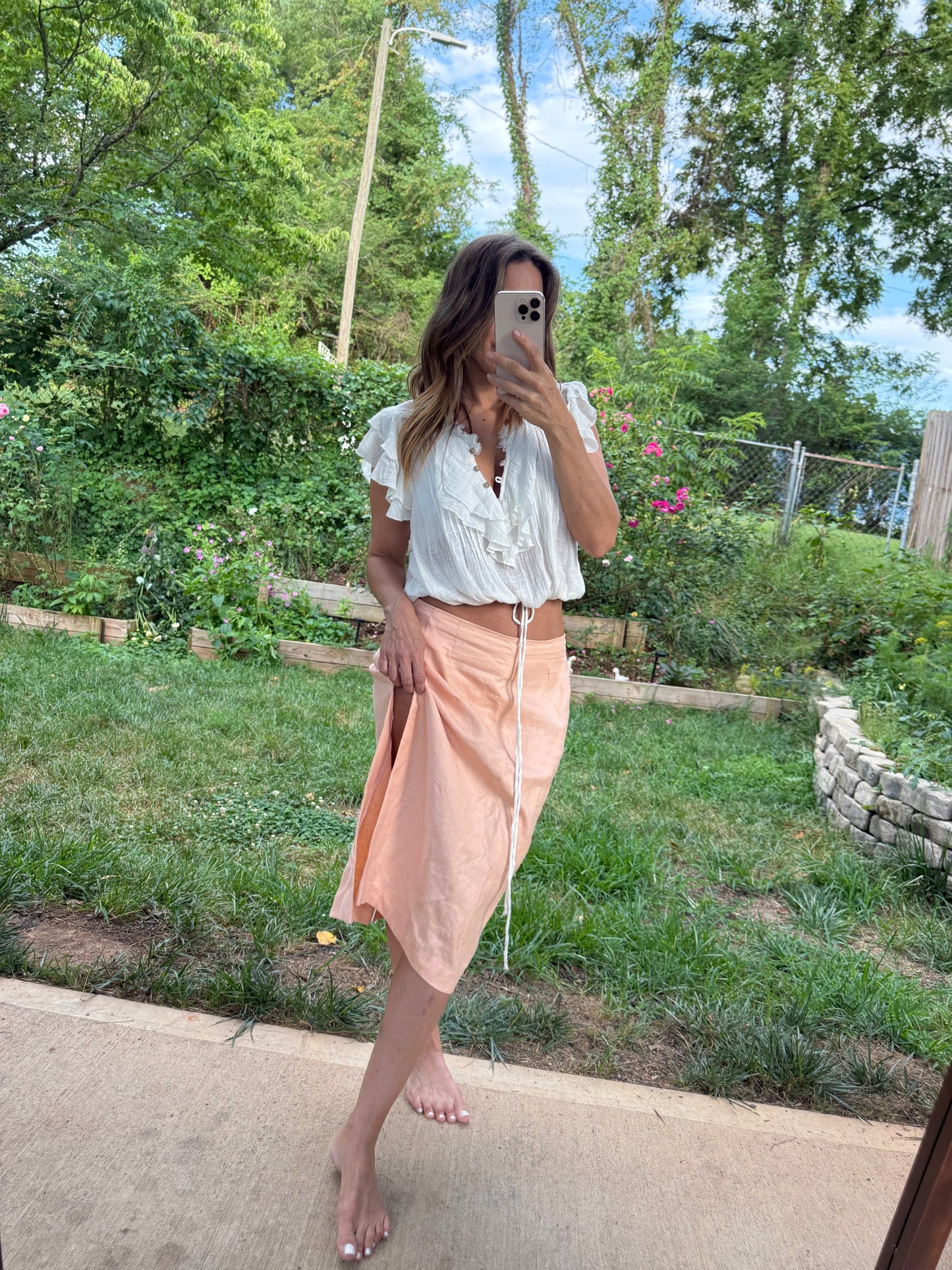 Vintage Bill Blass Linen Midi Skirt