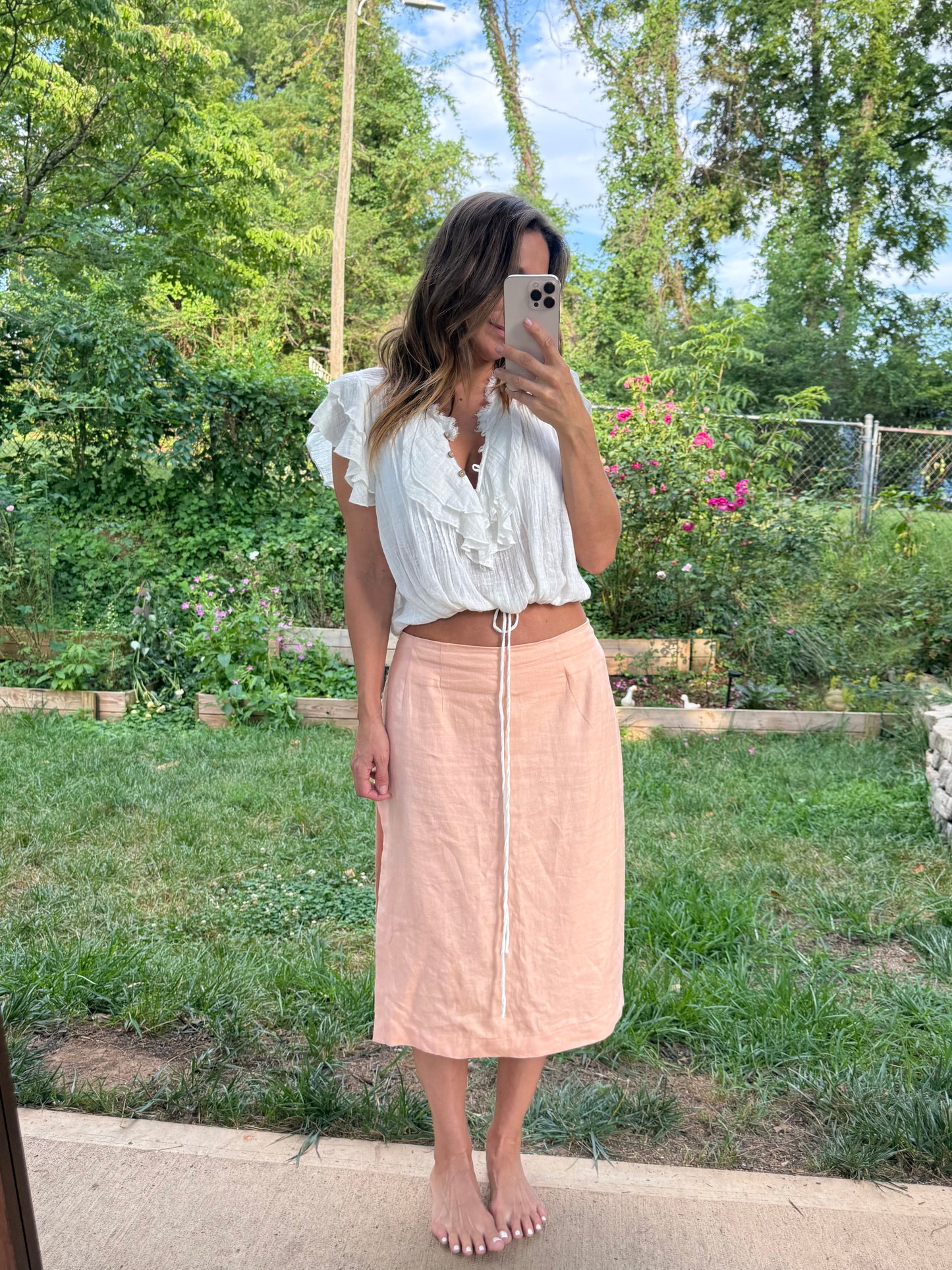 Free People FP One Cotton Gauze Ruffle Top