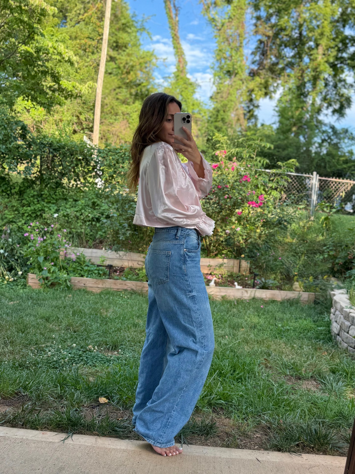 Vintage Reworked Satin Embroidered Crop Top