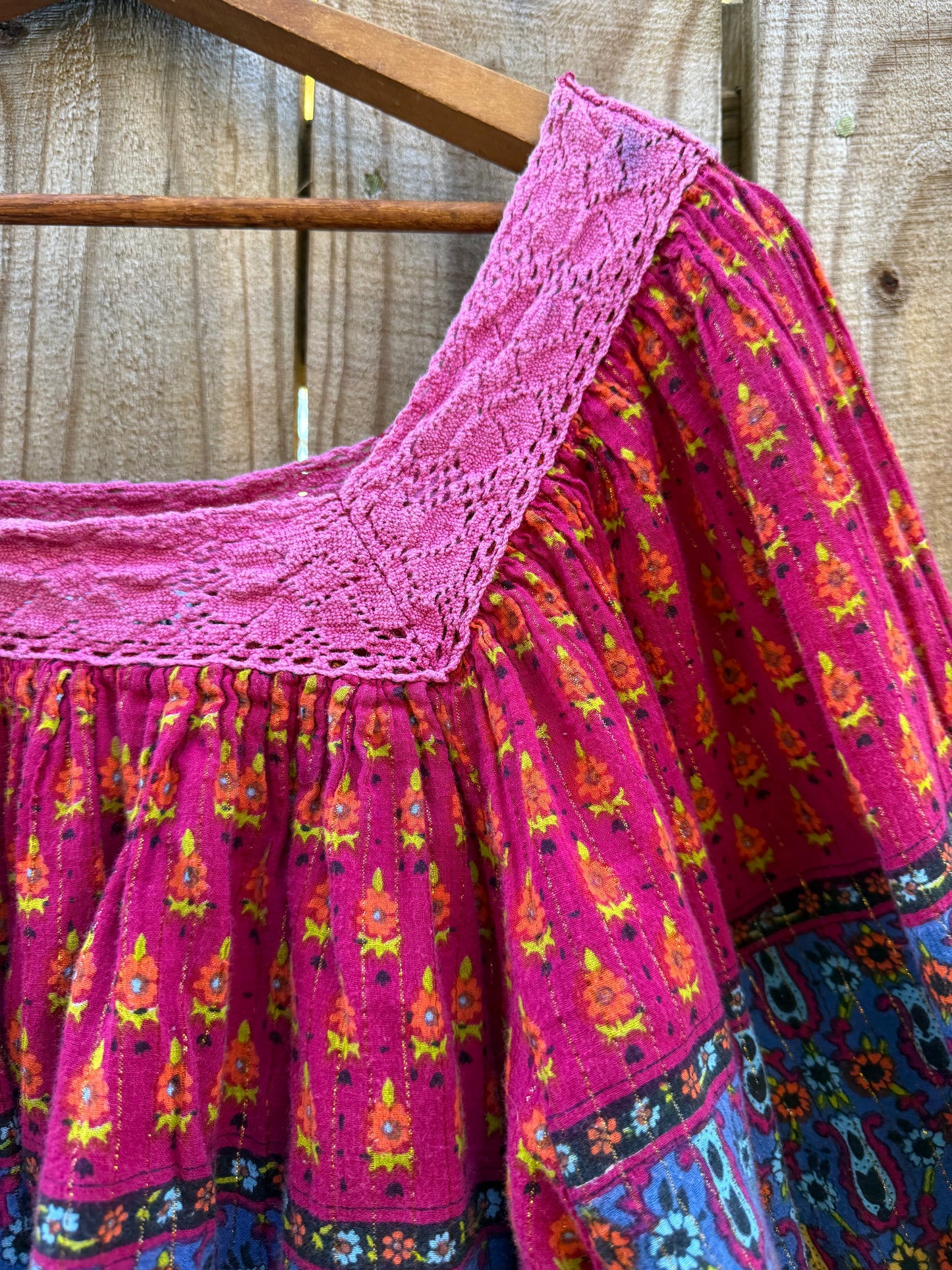 Boho patchwork bell-sleeve top — reworked - festival