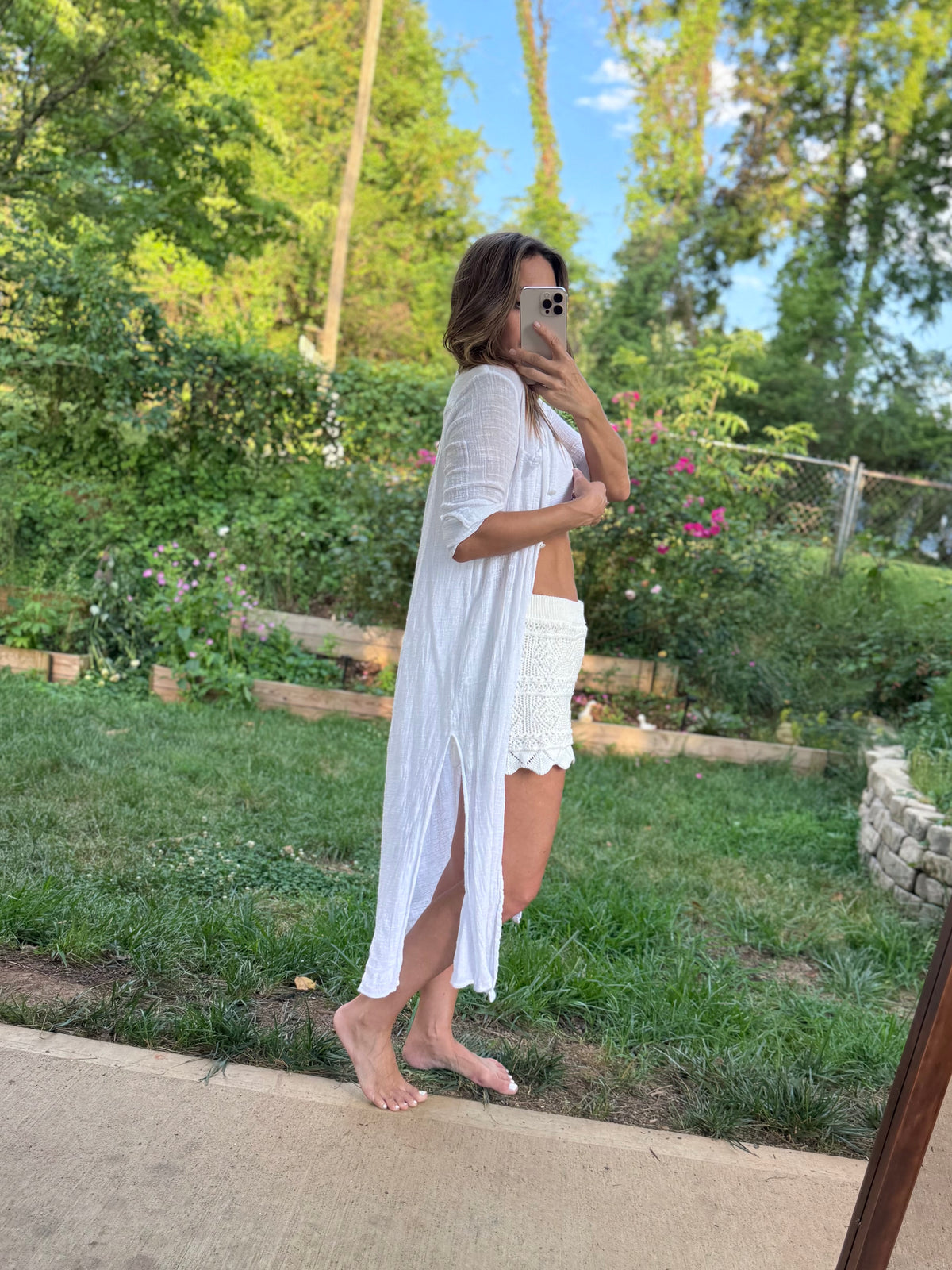 Enza Costa White Crinkle Cotton Beach Cover Up | Resort Minimalist