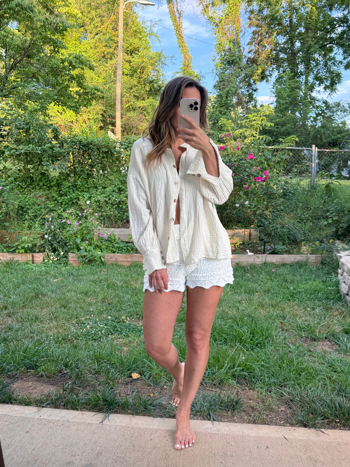 Shannon Passero Cotton Gauze Button Front Shirt