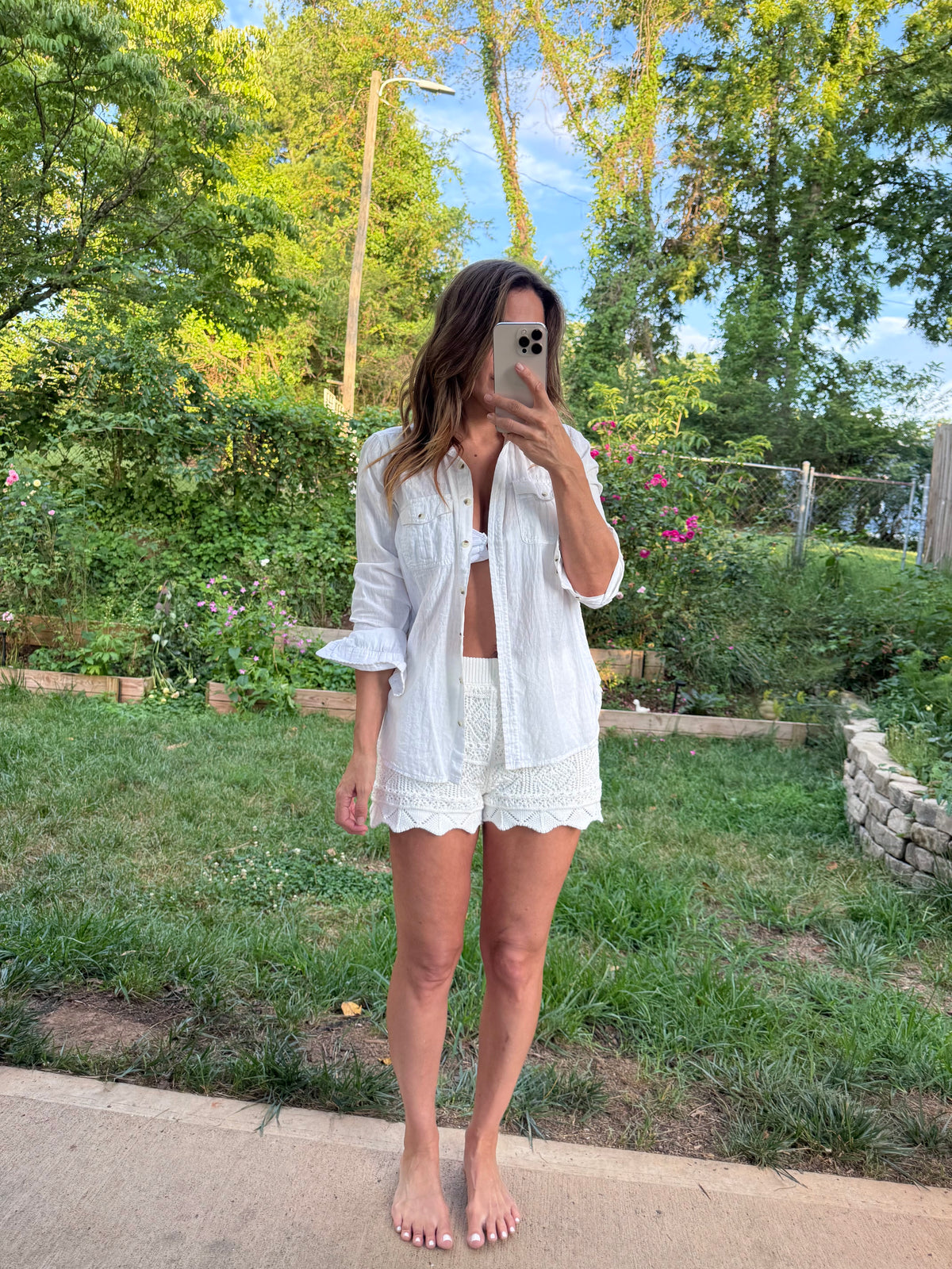 White Cotton Textured Button-Up Shirt