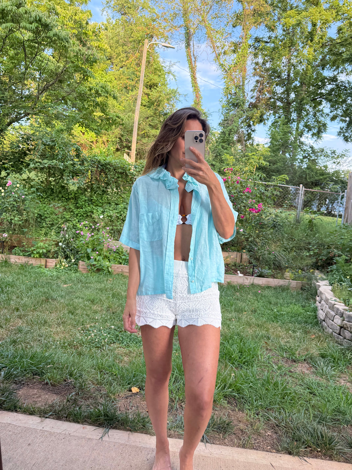 Reworked Crémieux Linen Ruffle Shirt