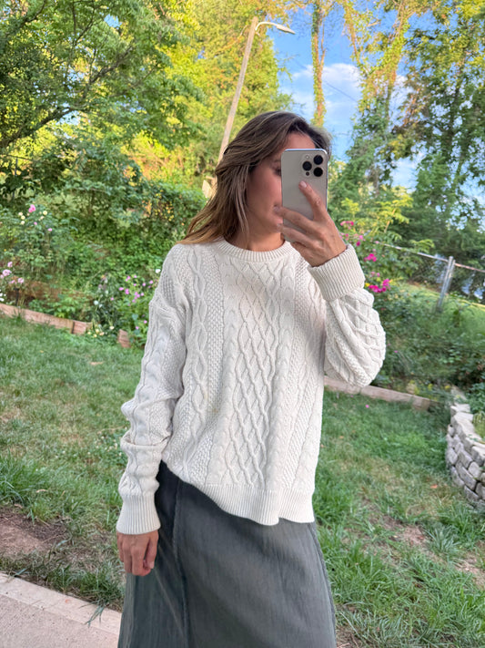 J.Crew Cotton Cable Knit Sweater