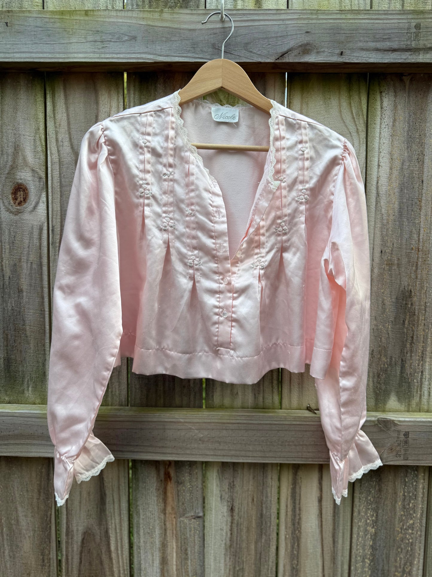 Vintage Reworked Satin Embroidered Crop Top