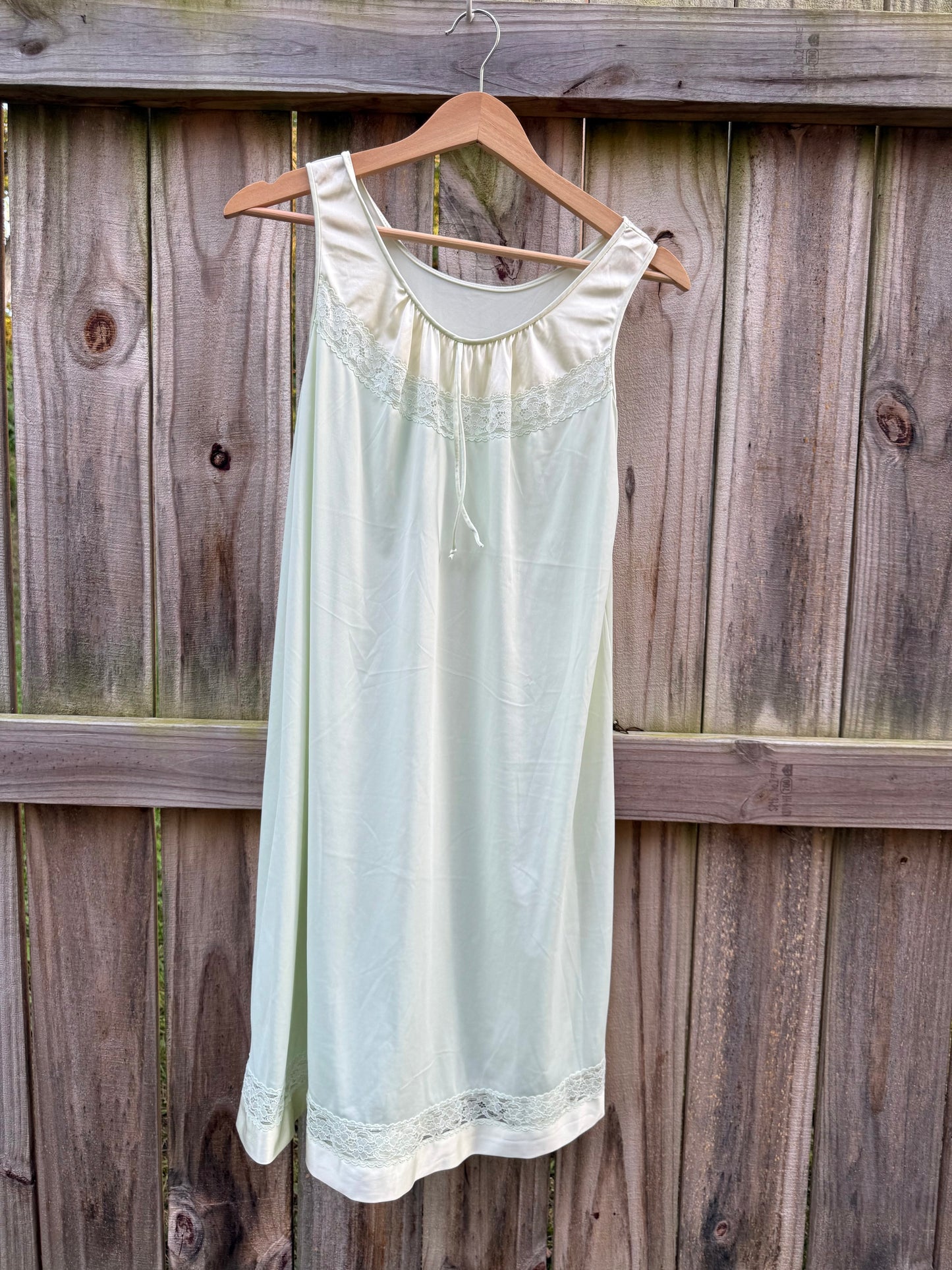 Vintage Mint Green Lace Nylon Nightgown