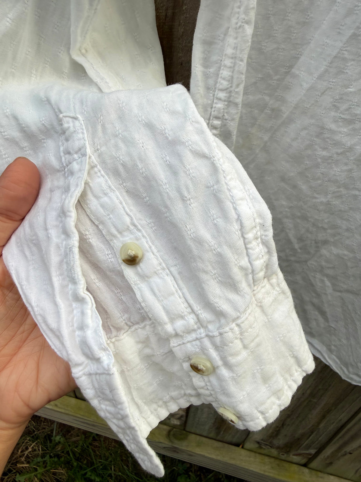 White Cotton Textured Button-Up Shirt