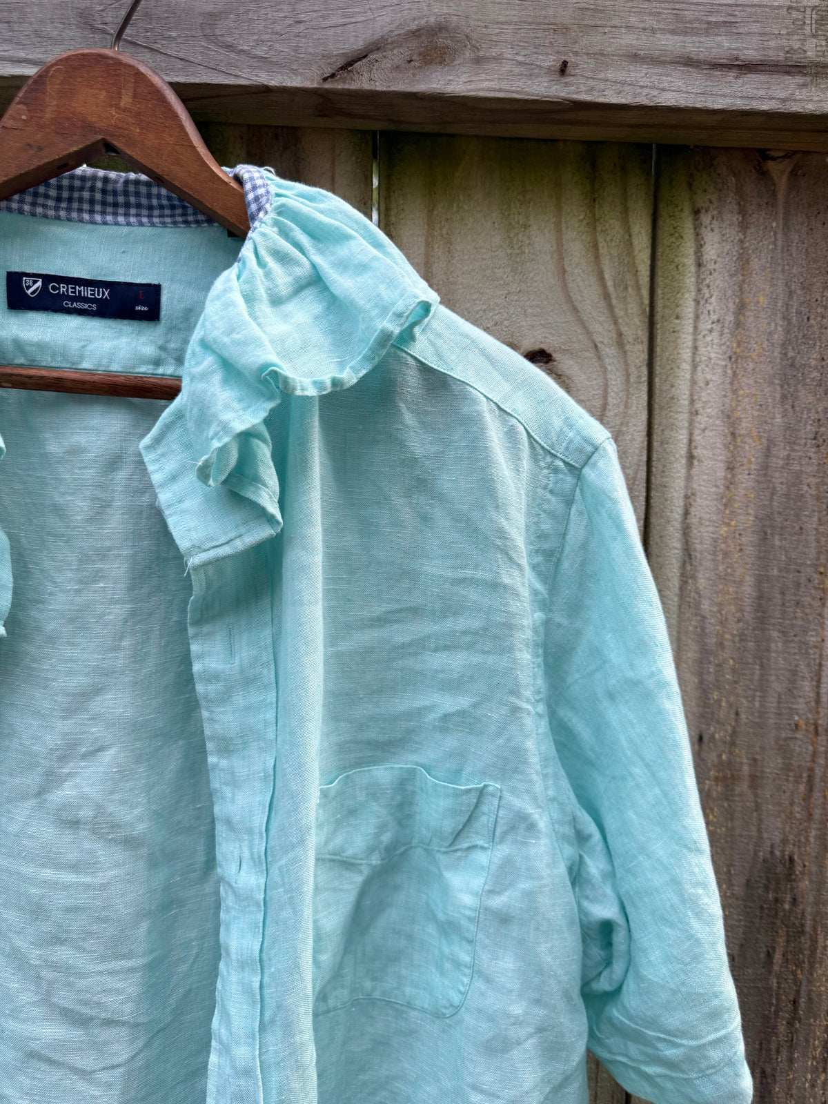 Reworked Crémieux Linen Ruffle Shirt