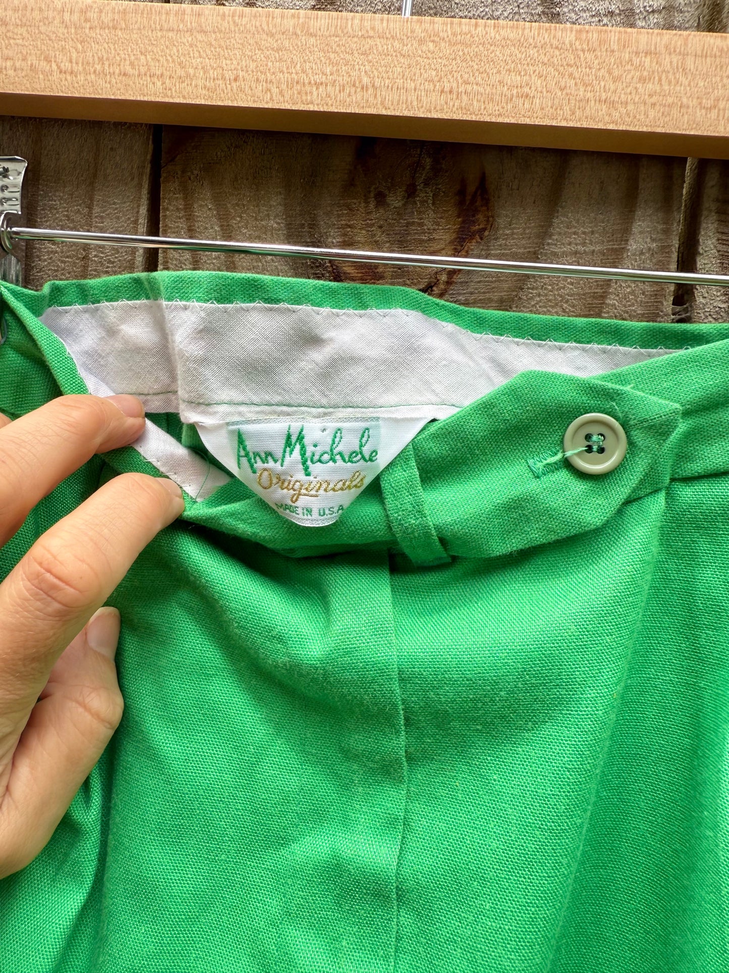 Vintage Ann Michelle Kelly Green Tailored Skirt