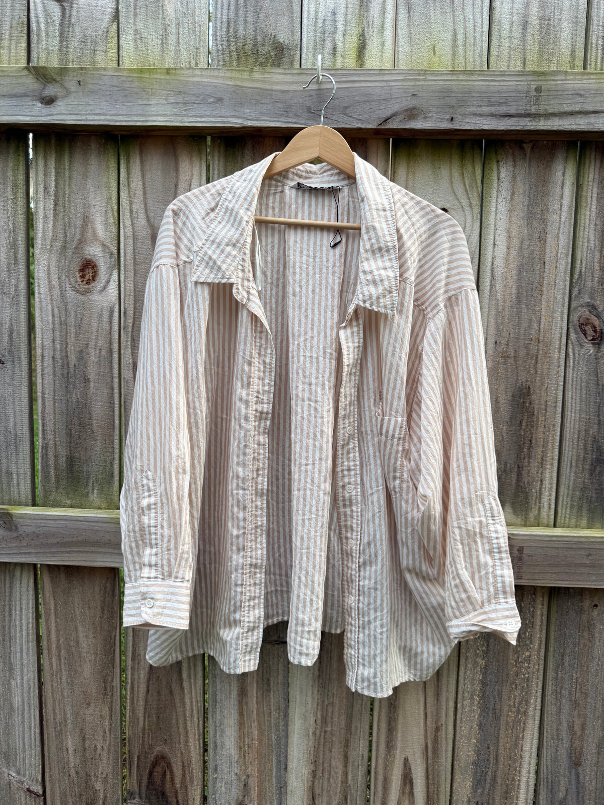 Zara Oversized Sand Stripe Cotton Beach Shirt