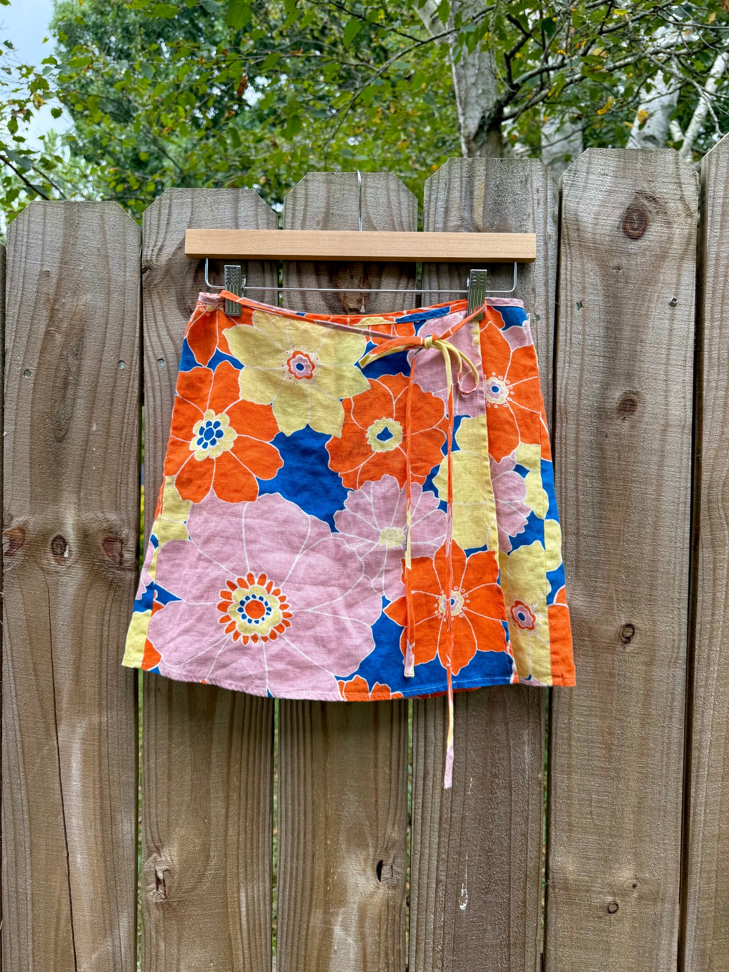 Rails Floral Linen Wrap Skirt