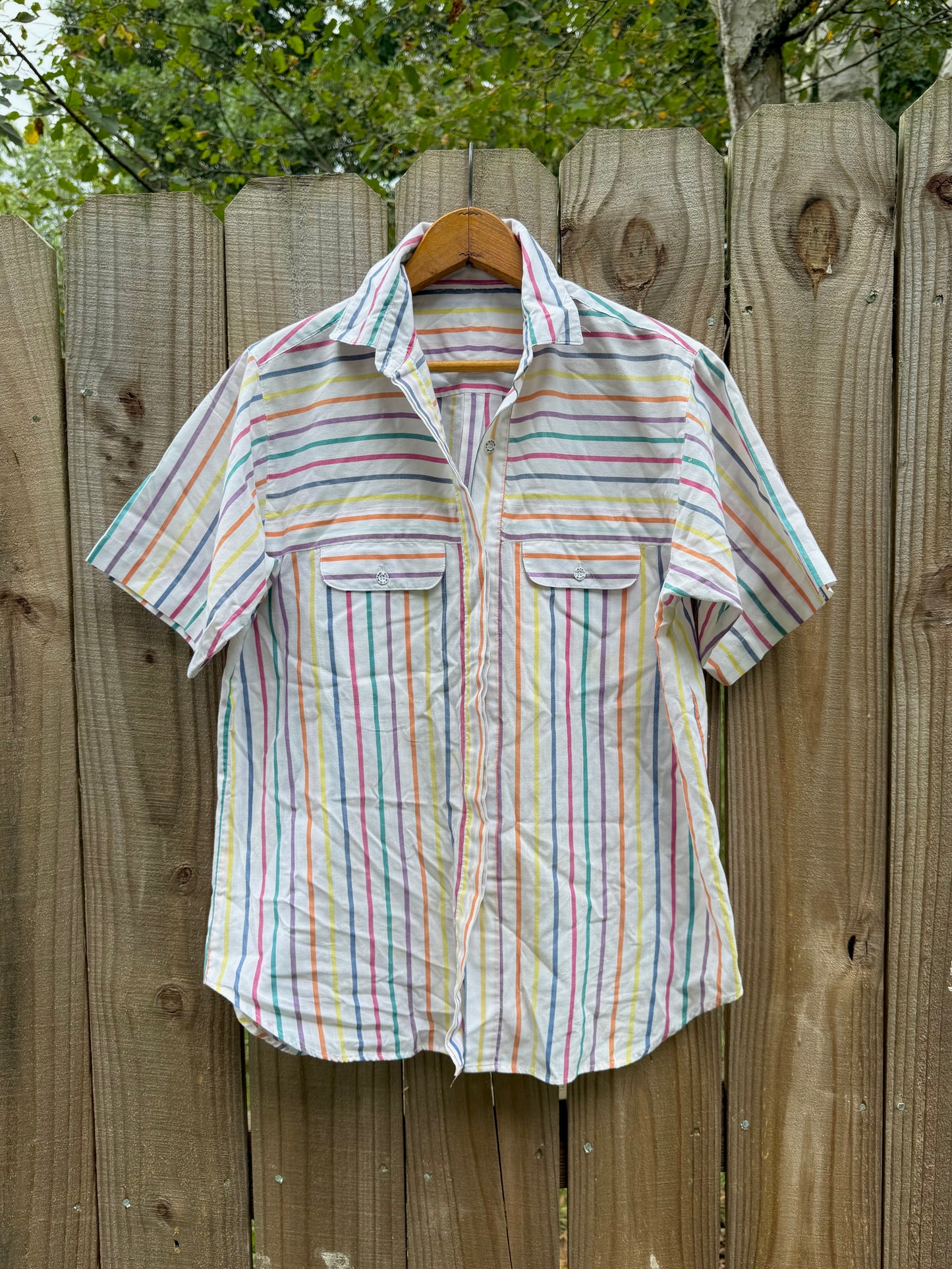 90’s Rainbow Stripe Button Down (Vintage Cotton)