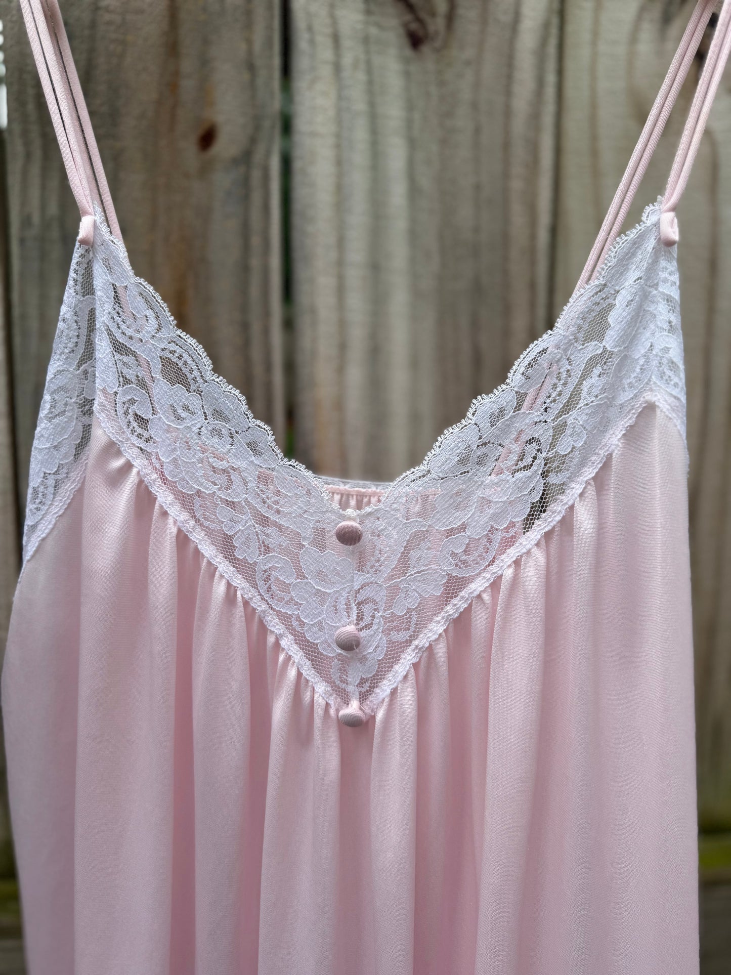 Vintage Blush Lace Maxi Nightgown