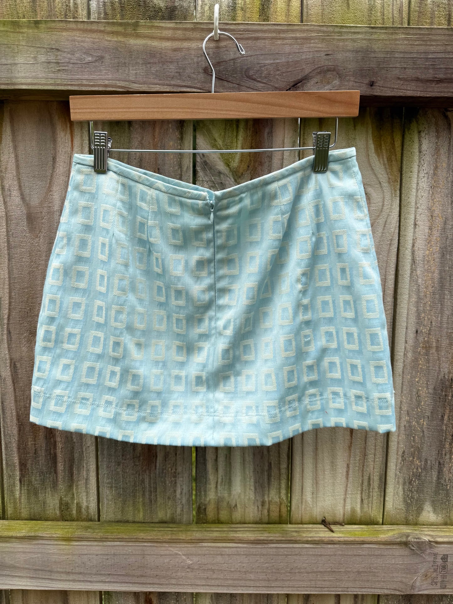 Powder Blue Jacquard Mini Skirt | Minimalist 90s Y2K Textured Mini