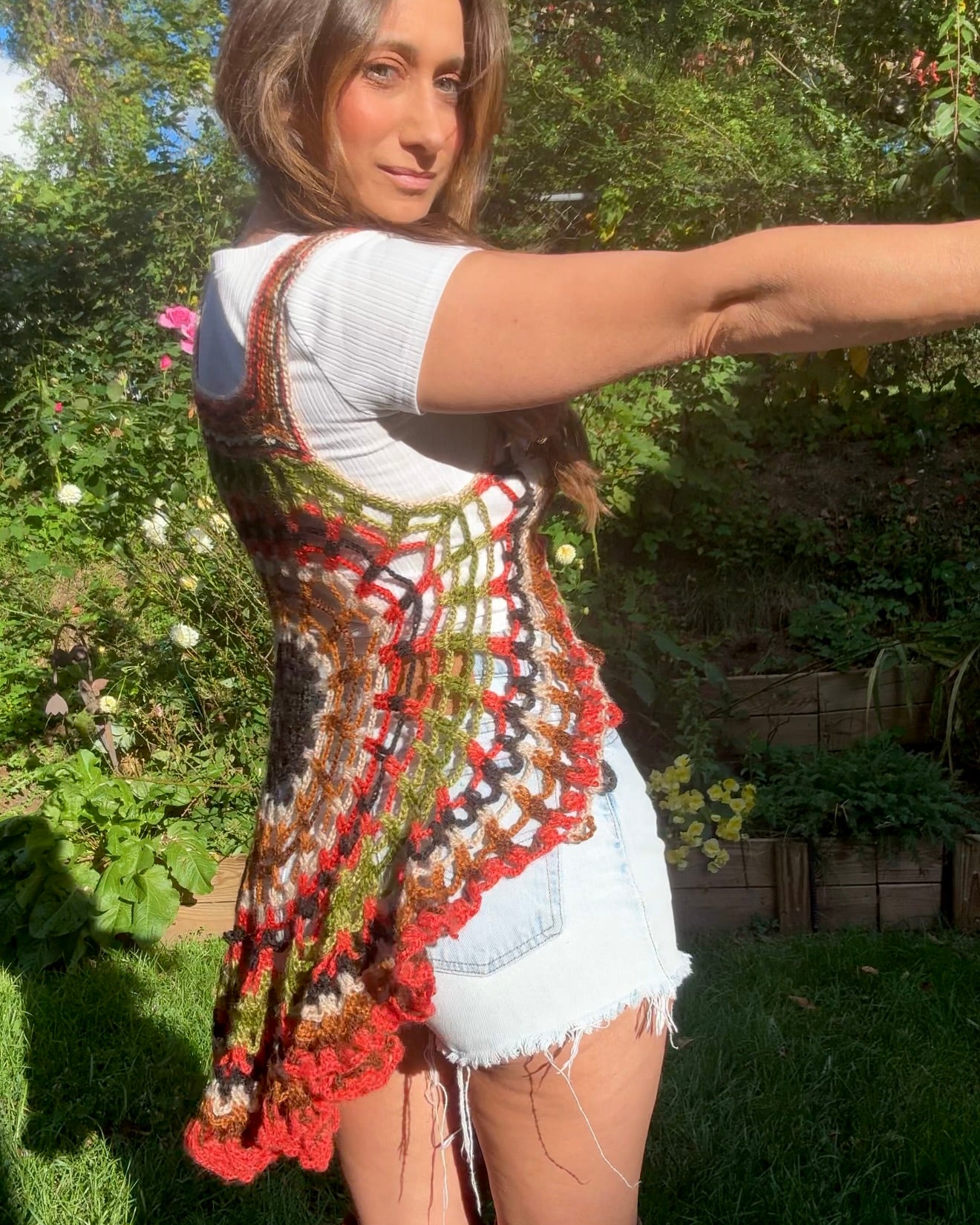 Handmade 70s Sunburst Crochet Vest — Festival / Collector Piece