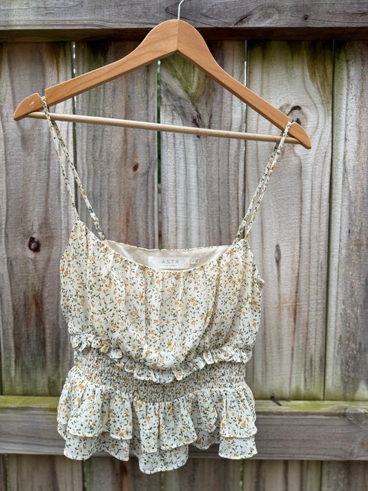 ASTR The Label Floral Smocked Cami