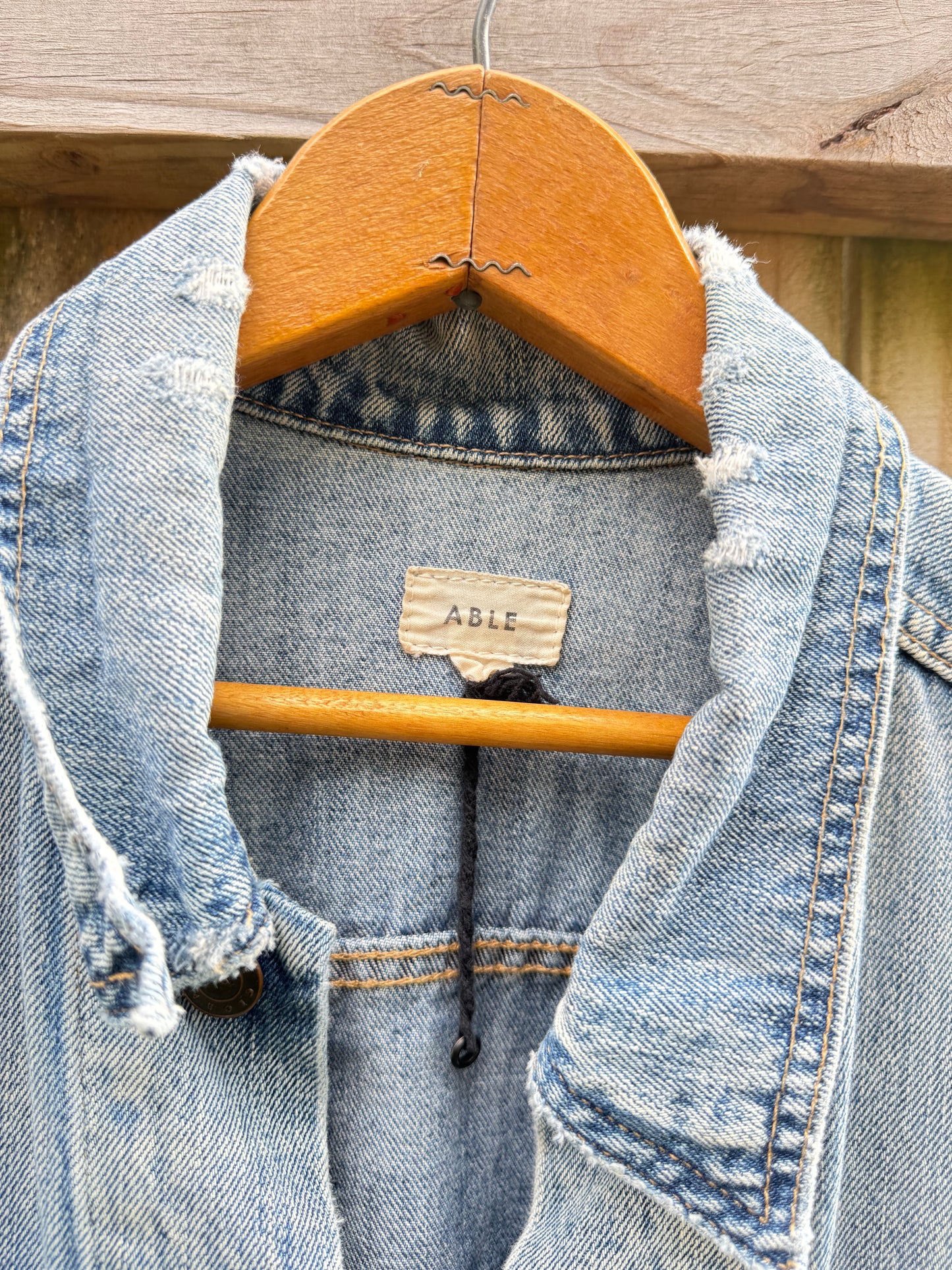 ABLE Distressed Oversized Denim Jacket Light Wash