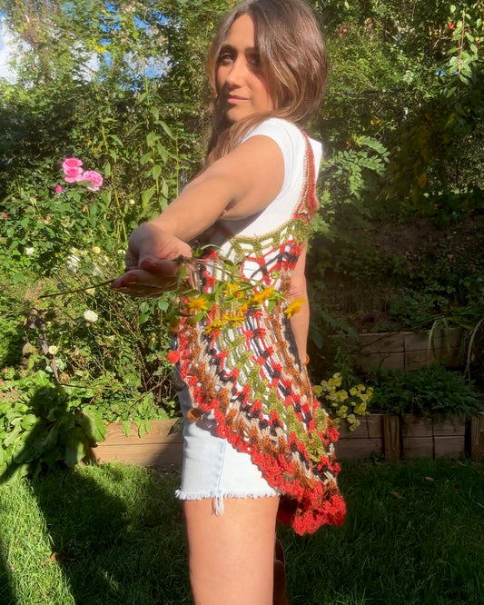 Handmade 70s Sunburst Crochet Vest — Festival / Collector Piece