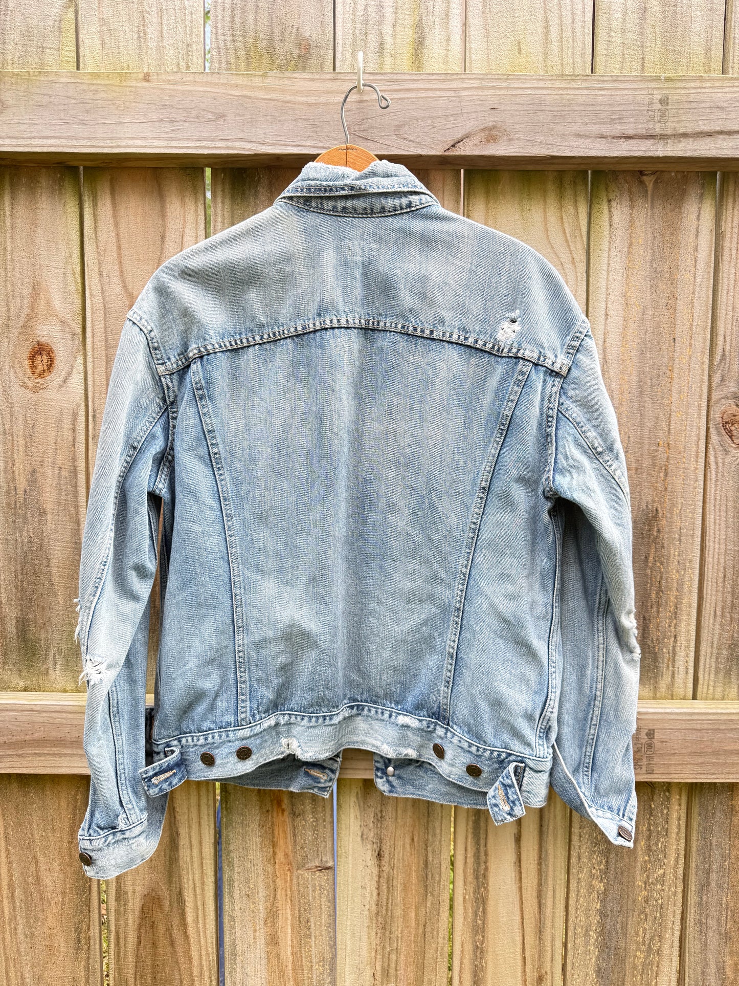 ABLE Distressed Oversized Denim Jacket Light Wash