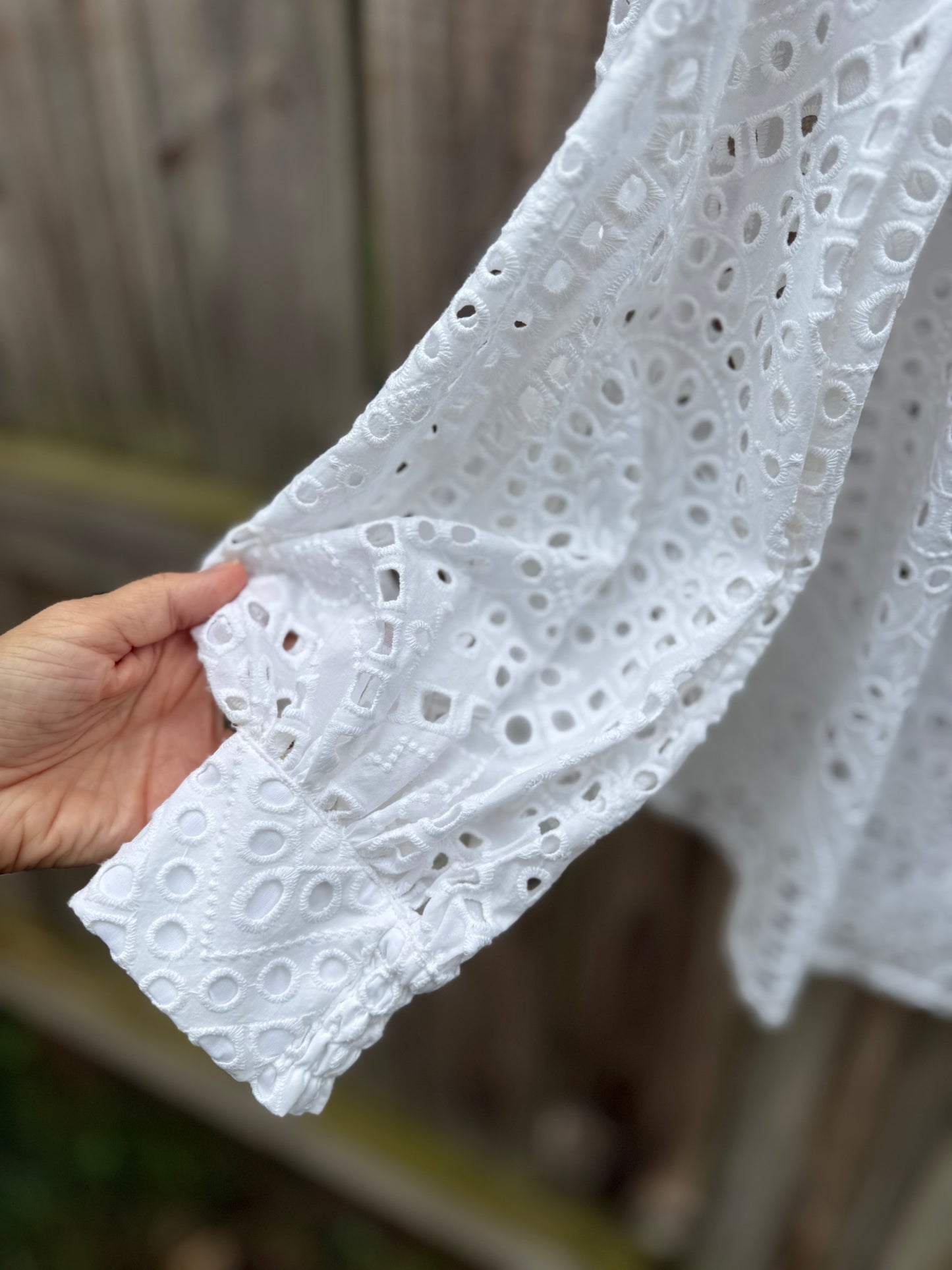 Chico's White Eyelet Cotton Blouse | Resort Coastal