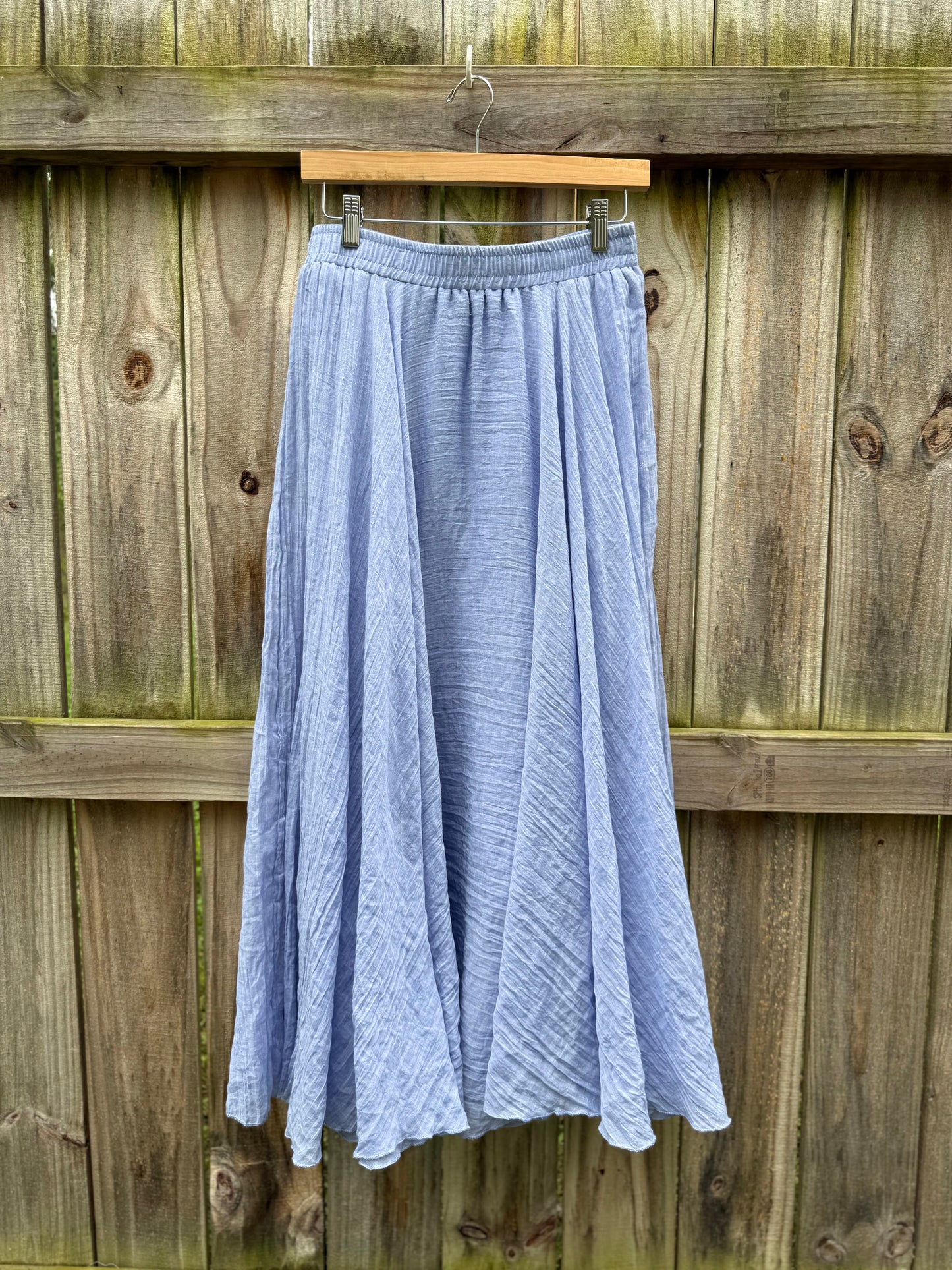 Periwinkle Cotton Gauze Maxi Skirt | Coastal Boho Summer Maxi