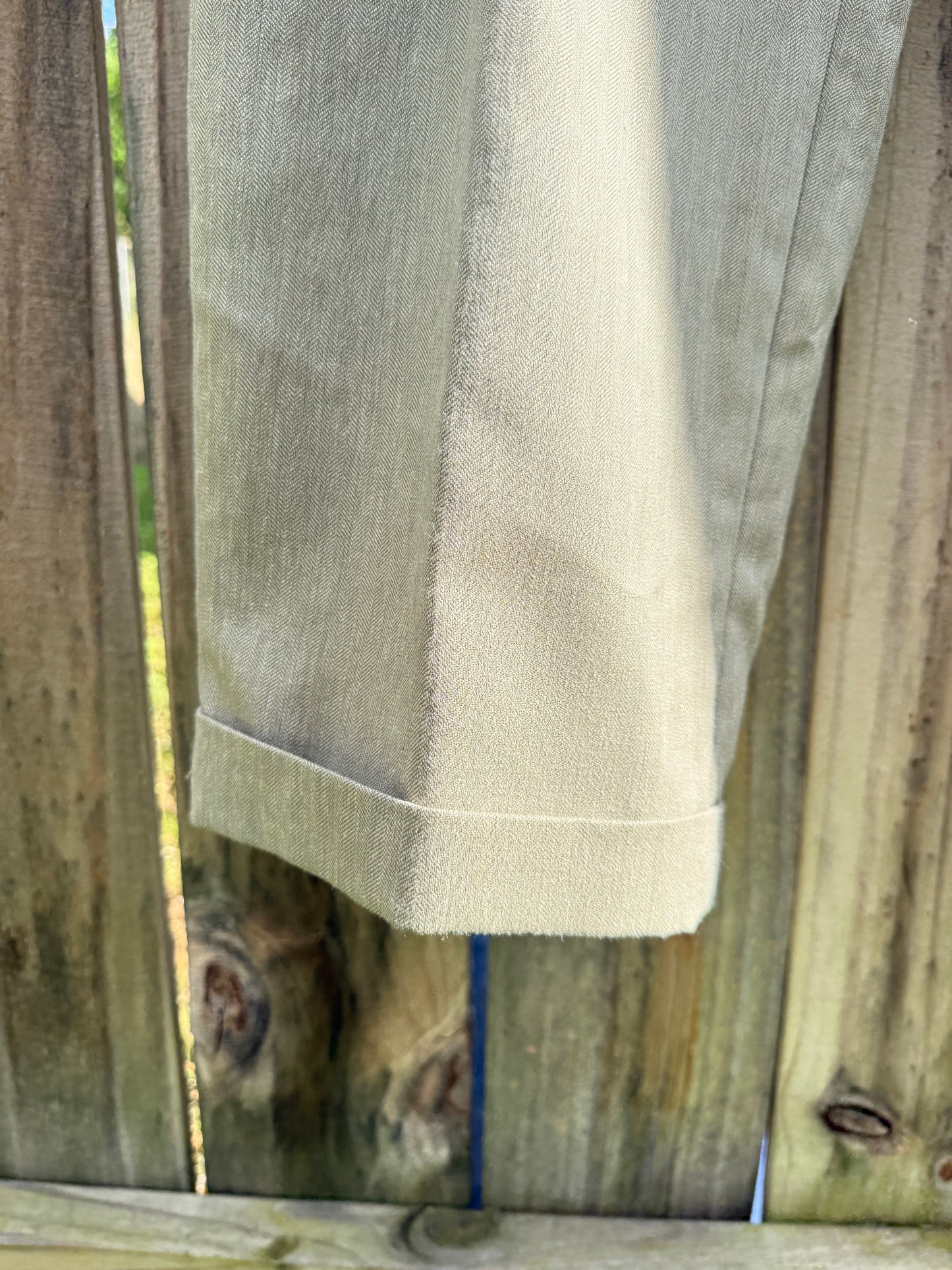 Vintage Austin Reed Pleated Trouser Sage Linen Blend Pants Size M