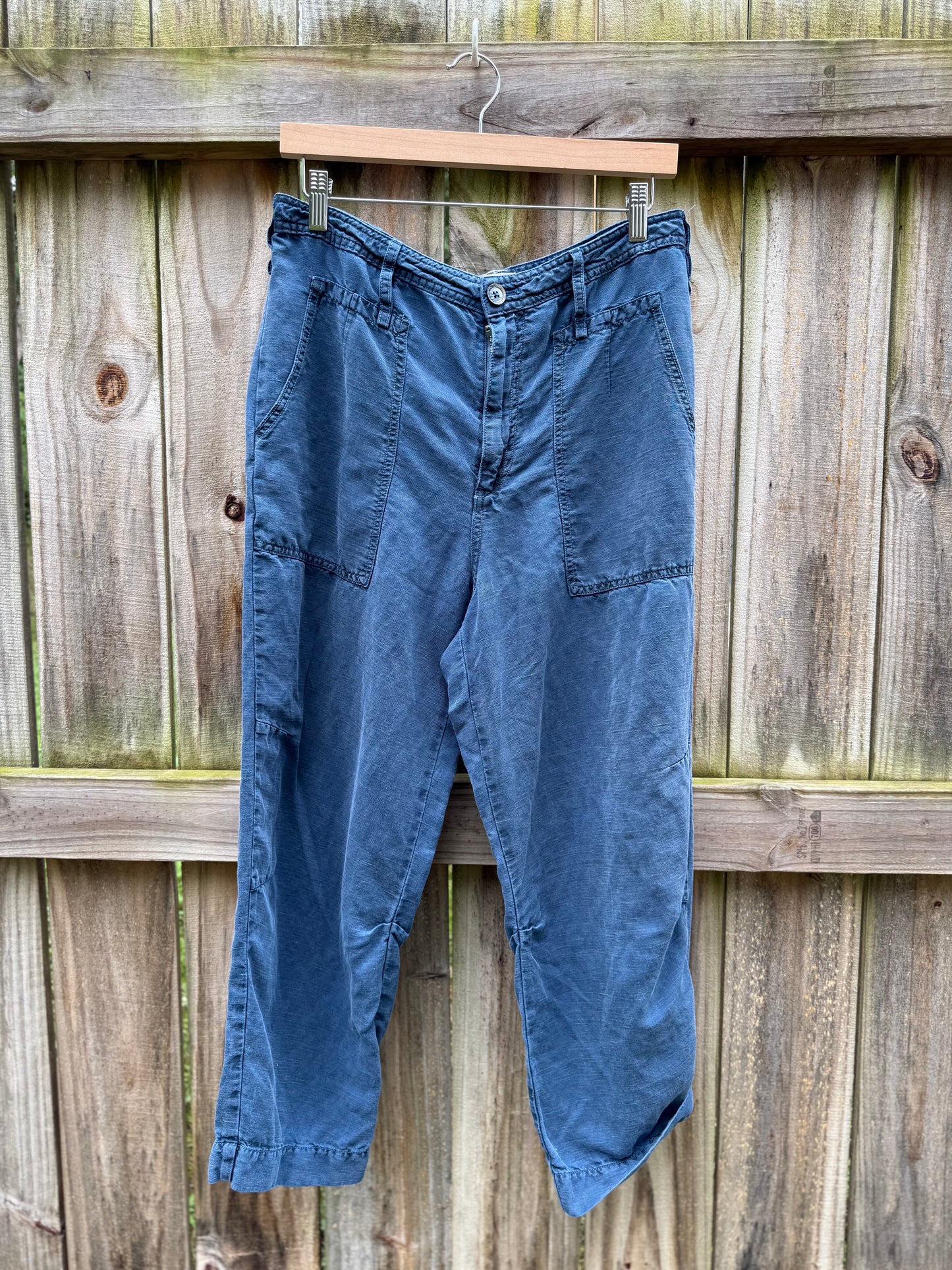 Anthropologie Linen Relaxed Barrel Utility Pants
