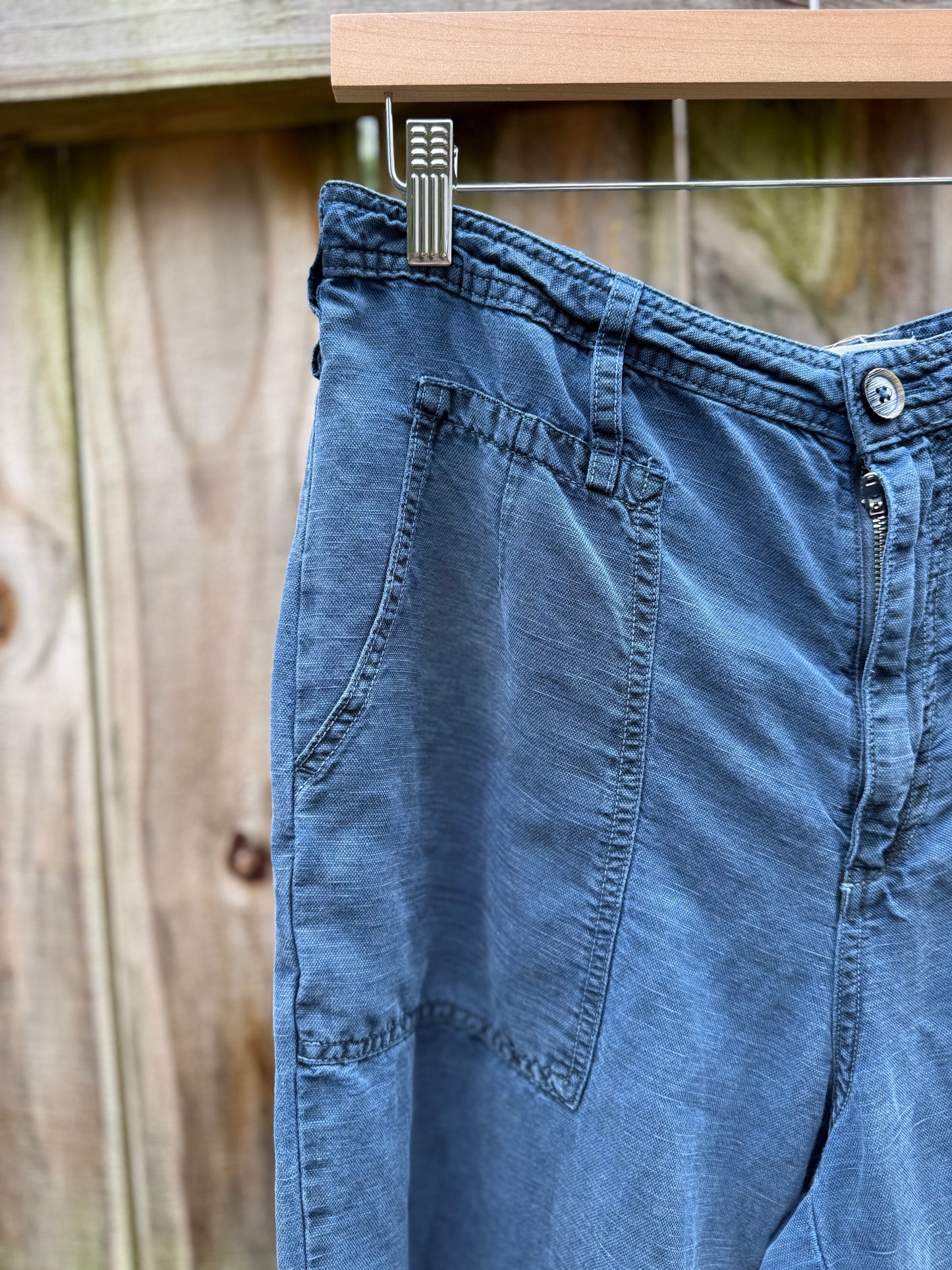 Anthropologie Linen Relaxed Barrel Utility Pants