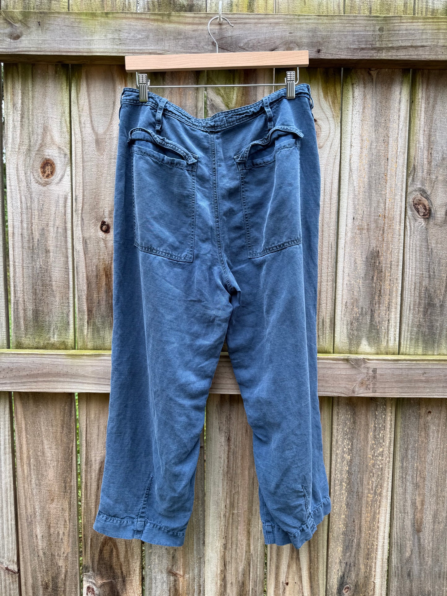 Anthropologie Linen Relaxed Barrel Utility Pants