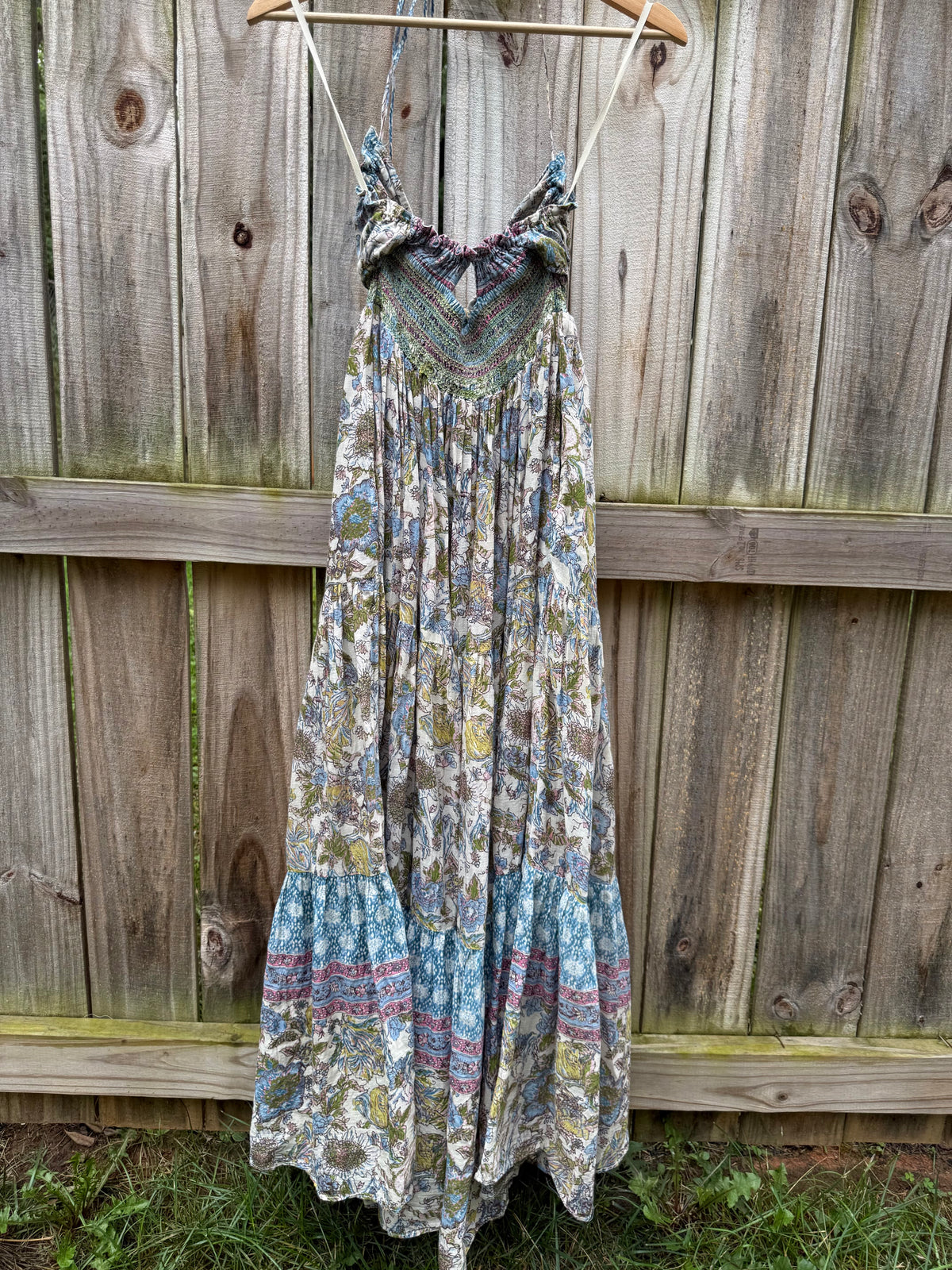 Free People Smocked Block Print Maxi Dress | Artisan Boho