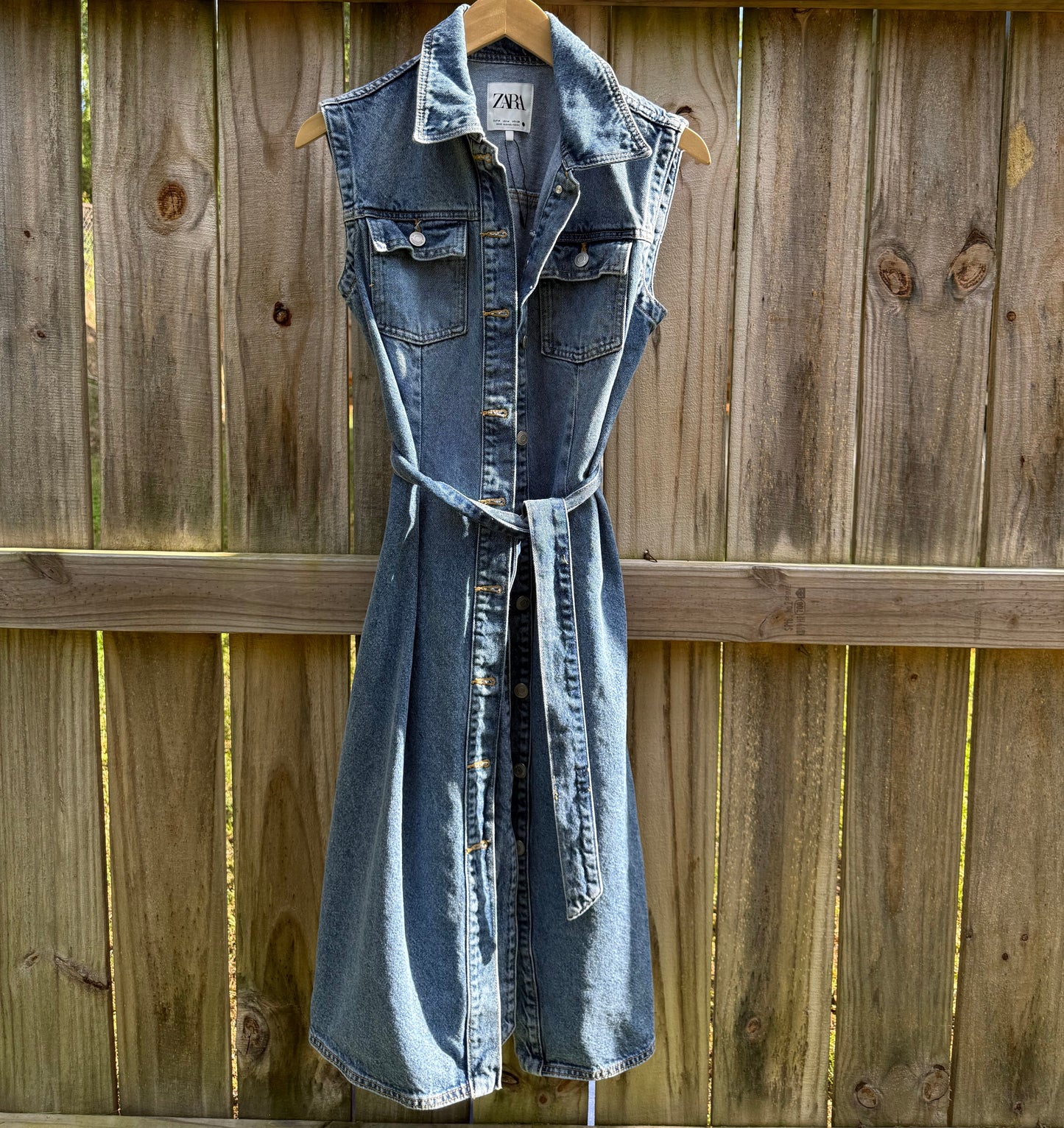 Zara Denim Utility Shirt Dress