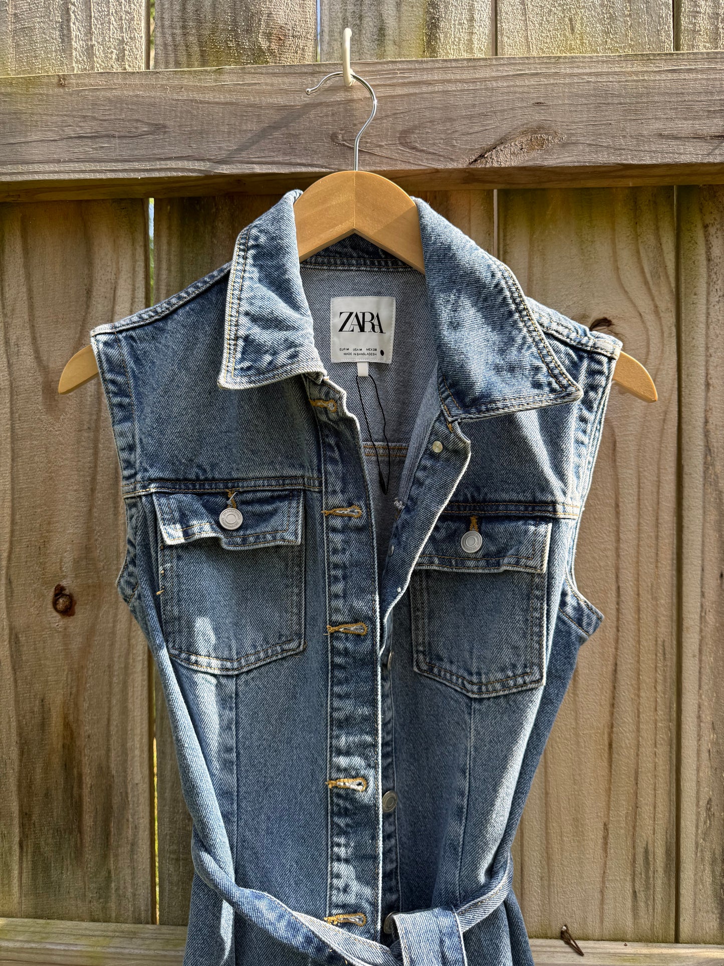 Zara Denim Utility Shirt Dress