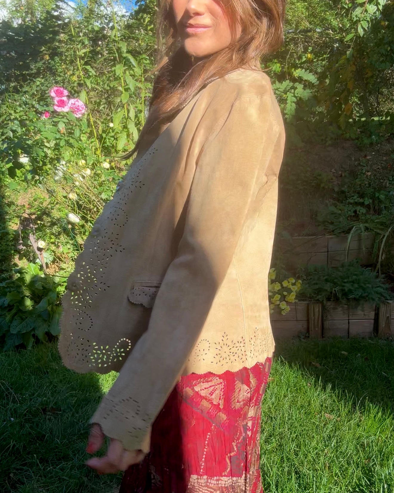 Vintage Suede Cutout Jacket — French Boheme Festival Layer (Fits S/M)